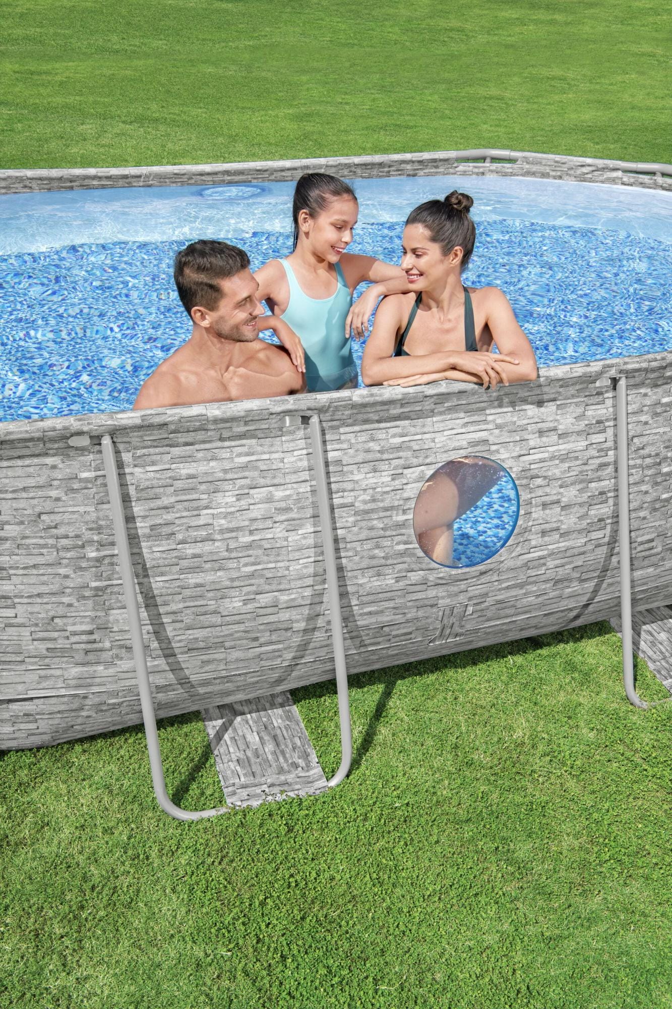 Piscine hors sol Piscine hors sol ovale Power Steel Swim Vista pierres 488x305x107cm Bestway 6