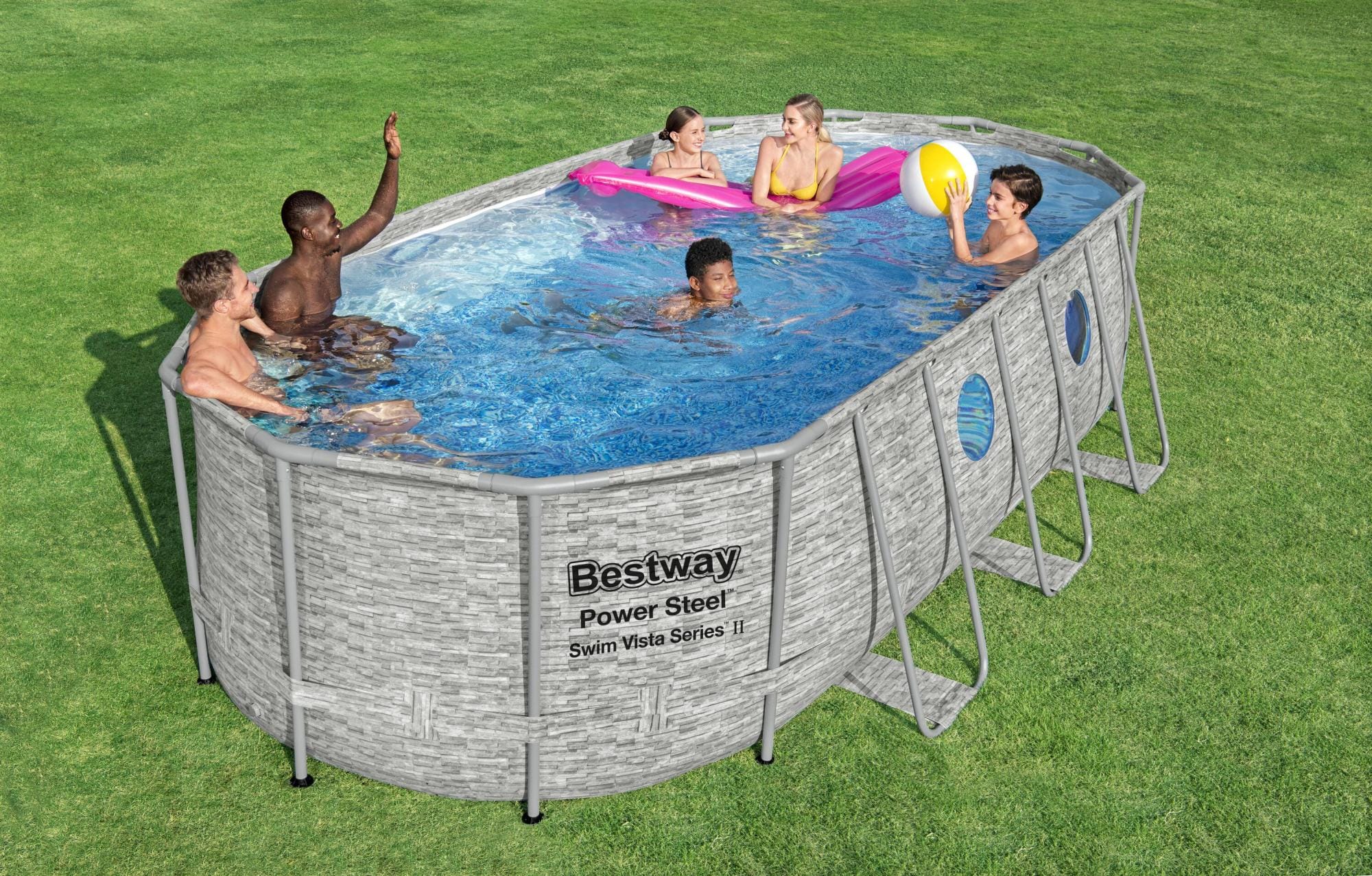 Piscine hors sol Piscine hors sol ovale Power Steel Swim Vista pierres 549x274x122cm Bestway 1
