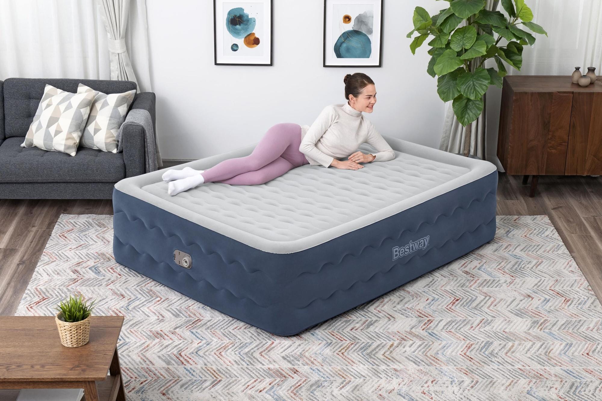 Matelas gonflables  Lit gonflable 2 places TruLeisure pompe électrique intégrée 203x152x51cm Bestway 1