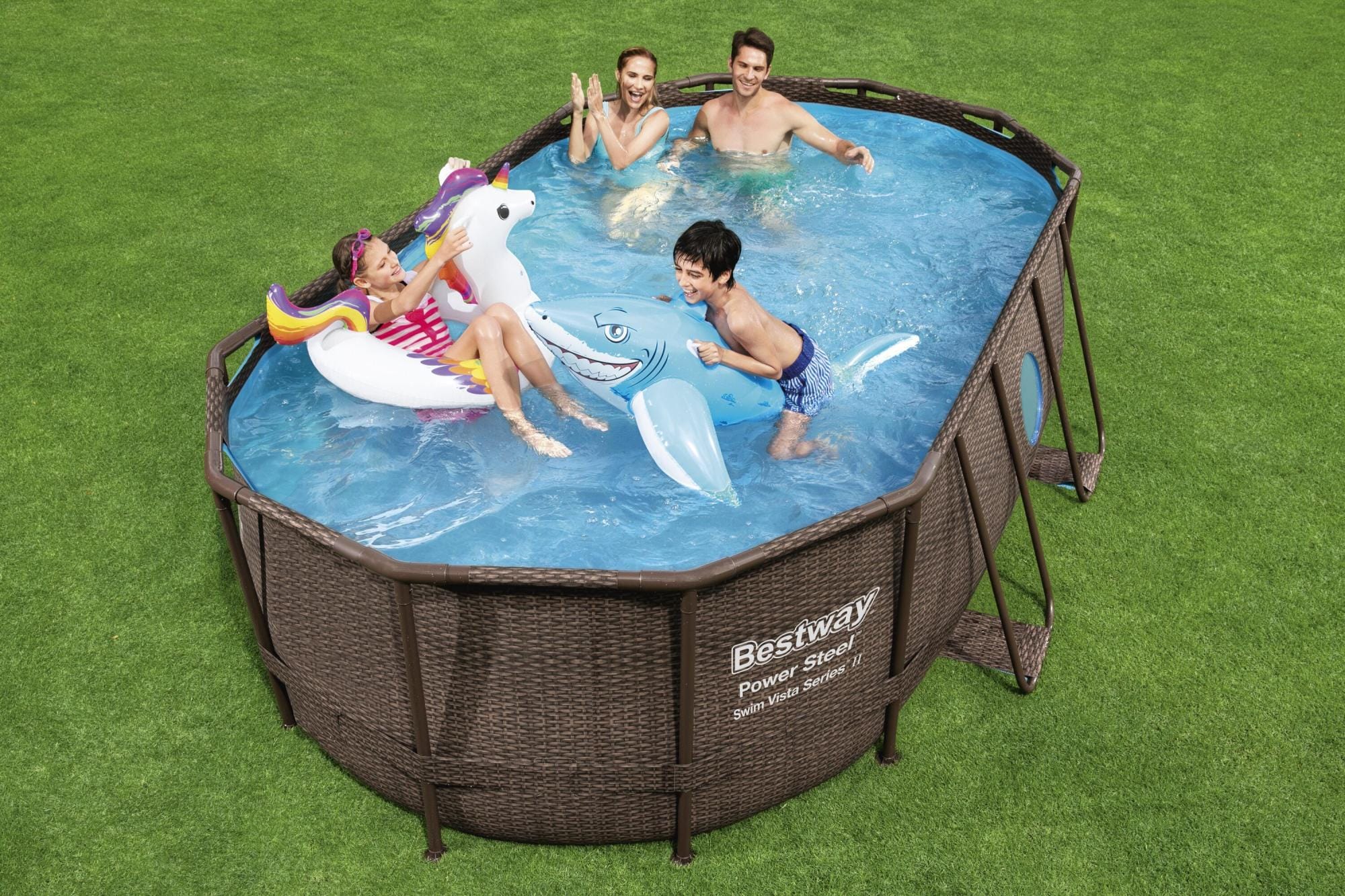 Piscine hors sol Piscine hors sol ovale Power Steel Swim Vista rotin 427 x 250 x 100cm Bestway 10