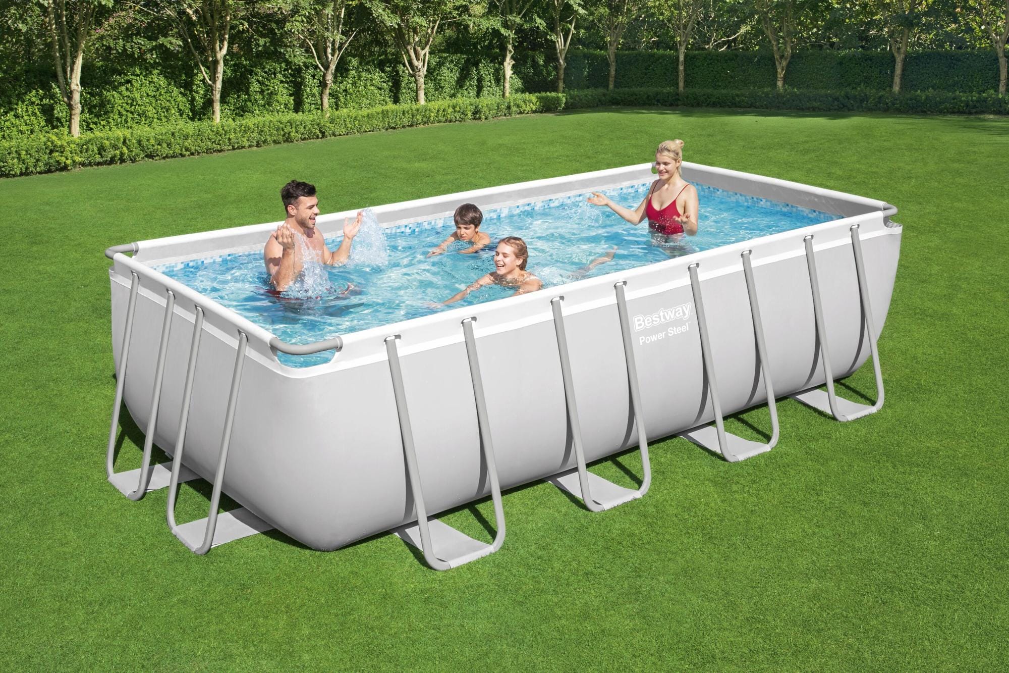 Piscine hors sol Piscine hors sol sans accessoire Power Steel rectangle 488x244x122cm gris clair Bestway 2