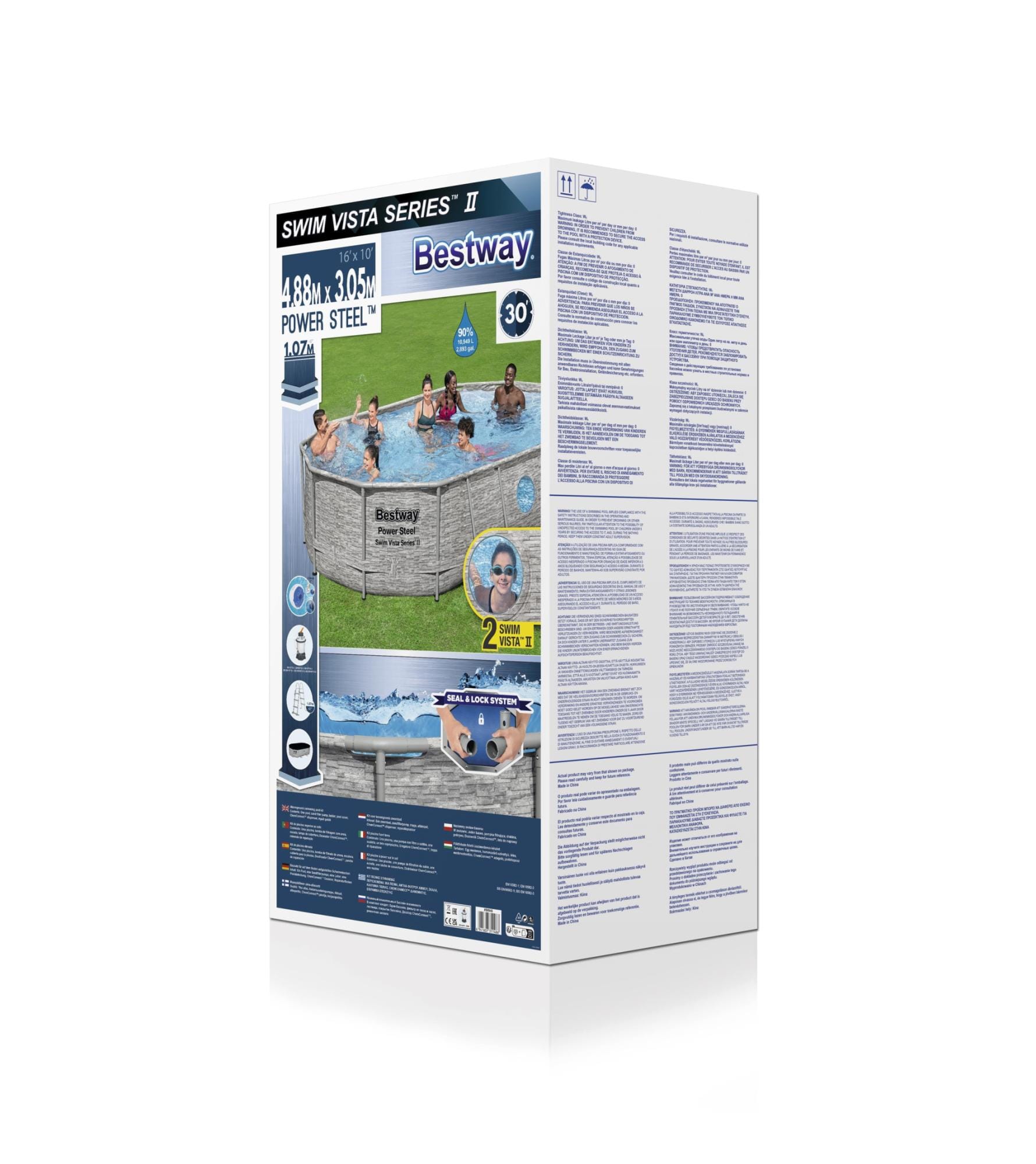 Piscine hors sol Piscine hors sol ovale Power Steel Swim Vista pierres 488x305x107cm Bestway 7