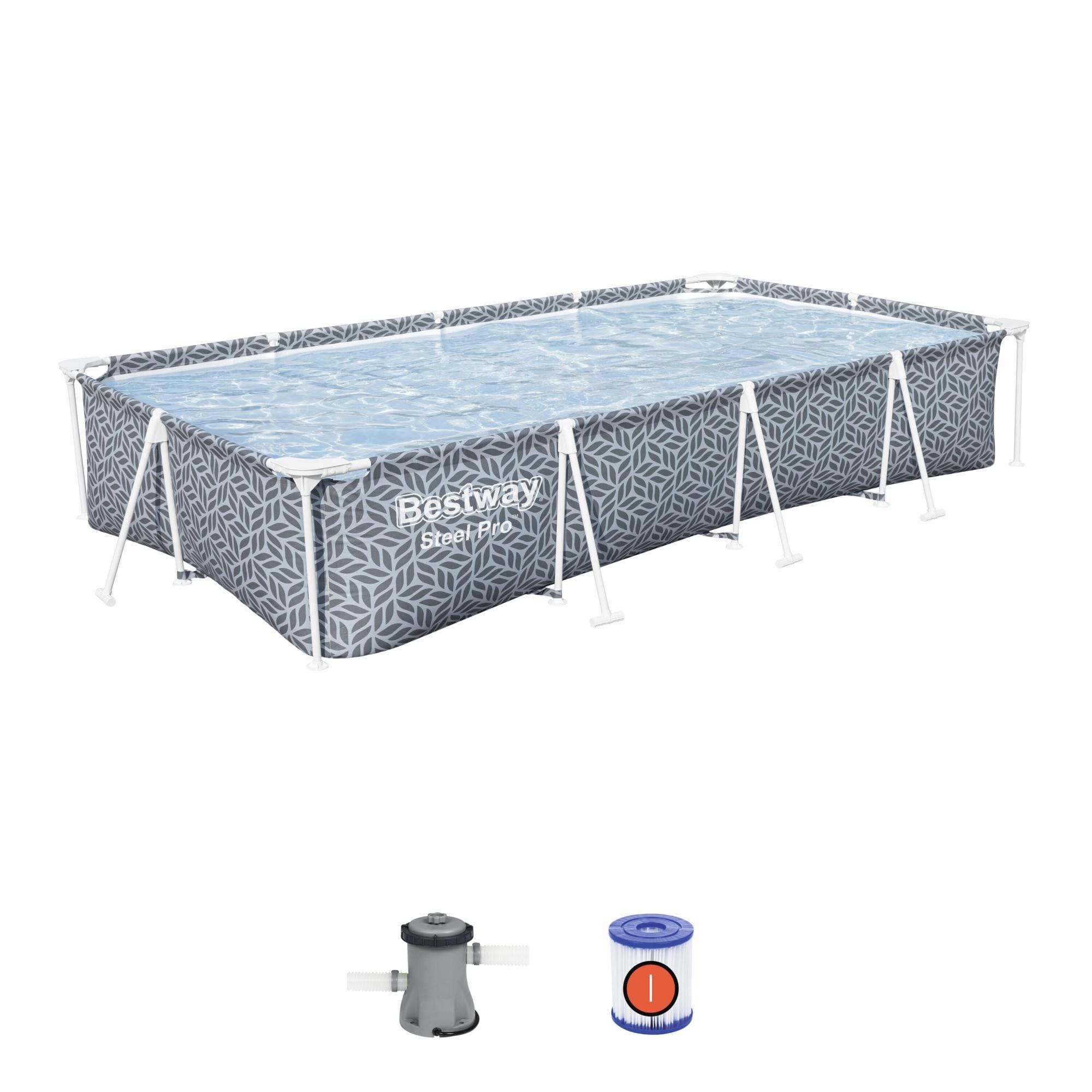 Piscine hors sol Piscine hors sol rectangle Steel Pro™ 366 x 201 x 66 cm décor graphique avec filtre à cartouche Bestway 1