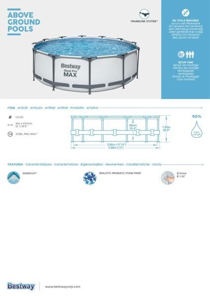 Piscine hors sol Piscine hors sol ronde 366x100 cm Steel Pro Max sans accessoire Bestway 4