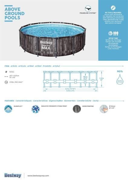 Piscines hors sol Piscine hors-sol sans accessoire steel Pro max ronde 427x427x107cm Bestway 6