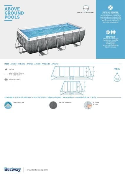 Piscines hors sol Piscine hors-sol sans accessoire rectangle Power steel 404x201x100cm Bestway 5