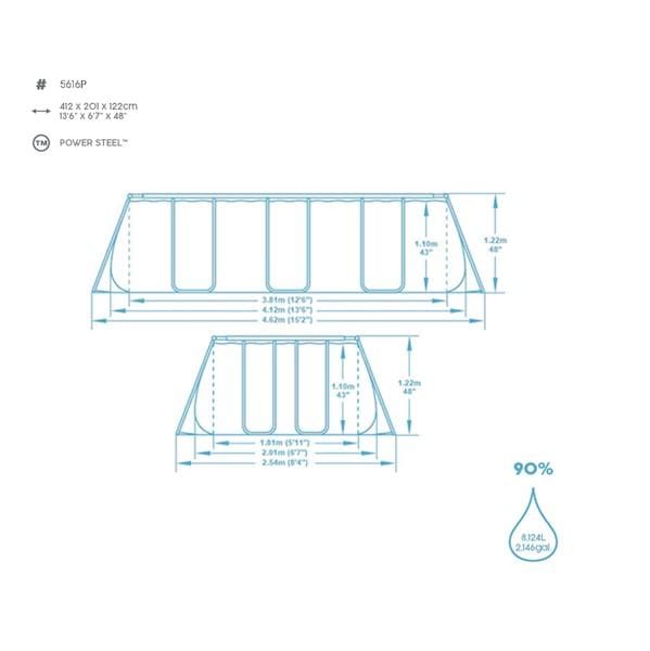 Piscines hors sol Piscine hors sol rectangle sans accessoires Power Steel 412x201x122cm  Bestway 3