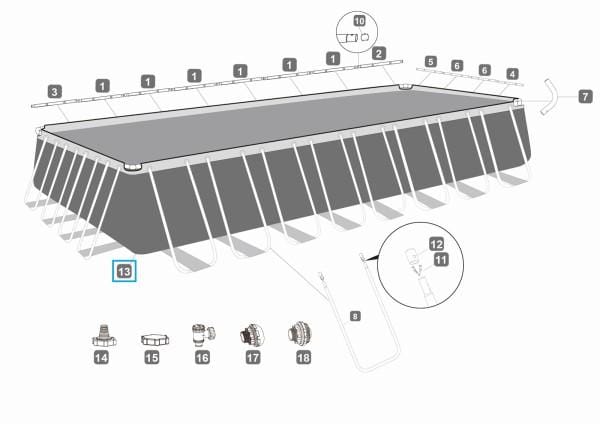 Pièces Détachées Liner pour piscine Power Steel™ Bestway® 956 x 488 x 132 cm, carré (gris clair) Bestway 2