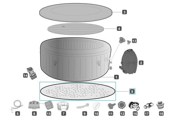 Pièces détachées Spas gonflables Tapis de sol spa rond de diamètre 227cm pour Lay-Z Spa Bestway® Bestway 2