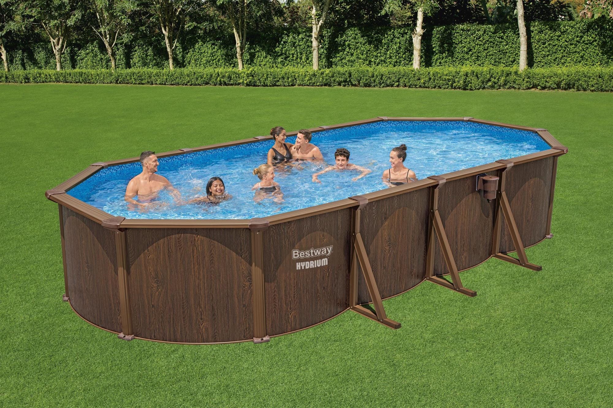 Piscine hors sol Piscine acier hors sol ovale Hydrium 730 x 360 x 130 cm effet bois Bestway 1