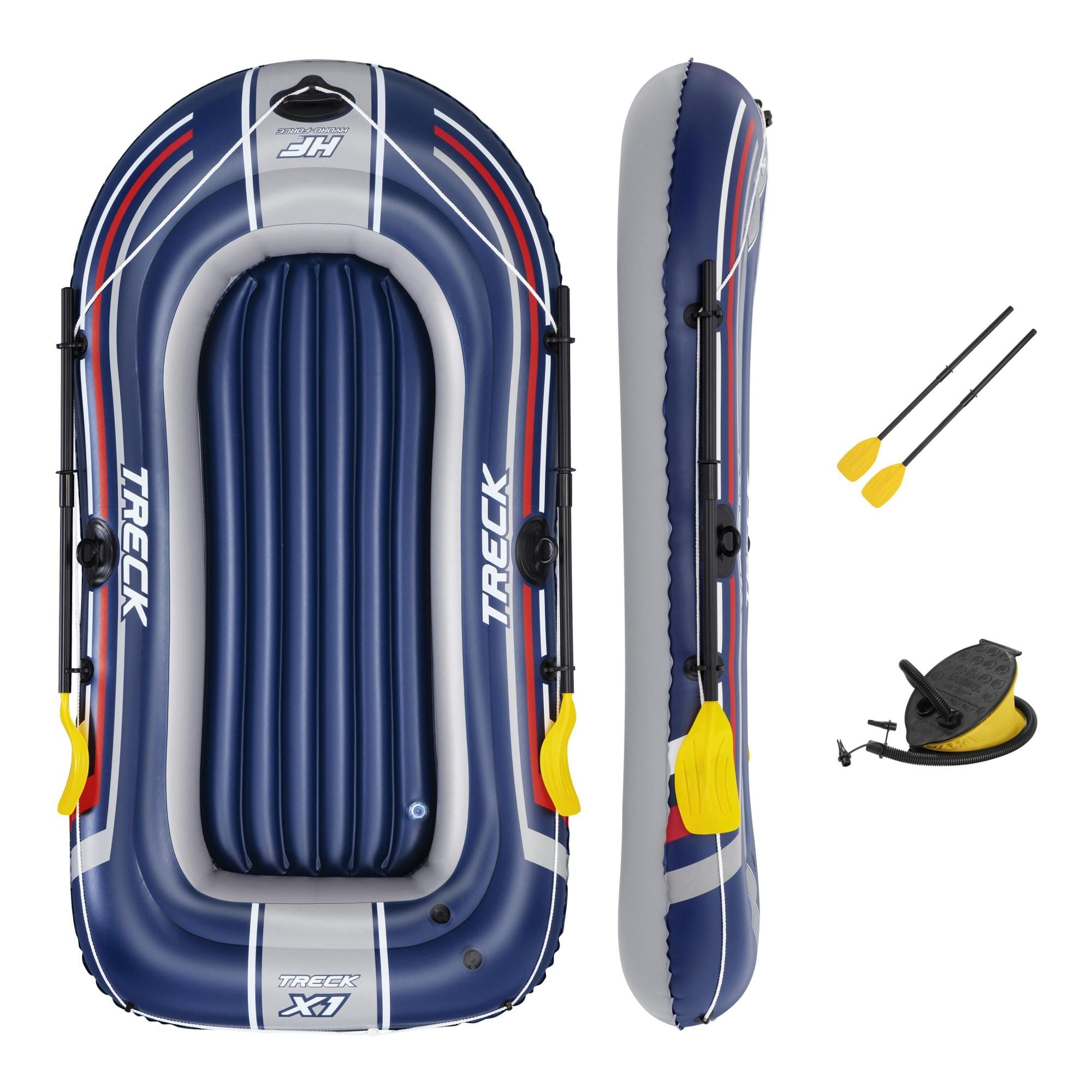 Bateaux, paddle et kayak Bateau gonflable Hydro-Force™ Treck X1 228 x 121 x 32 cm avec 2 rames et un gonfleur à pied Bestway 1