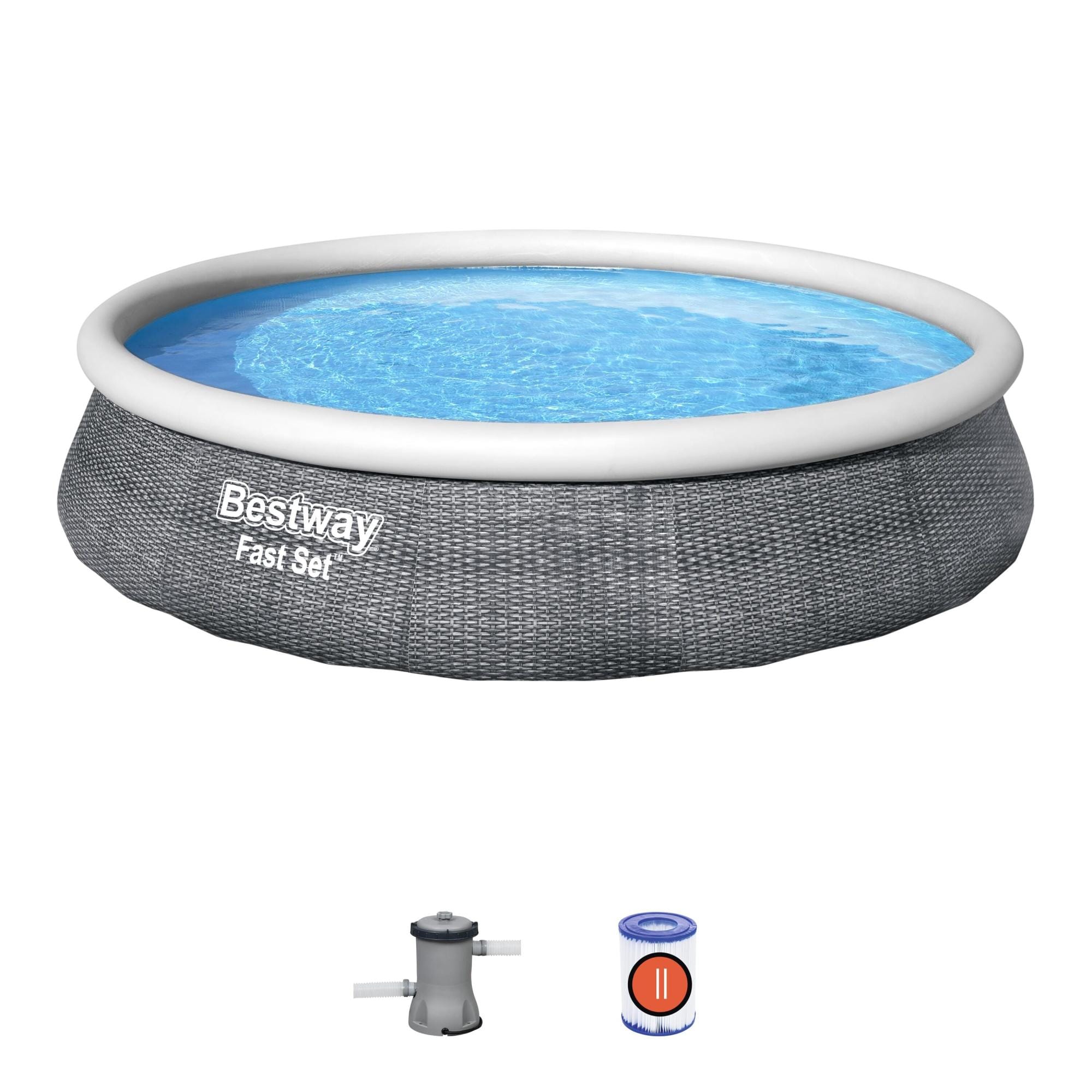 Piscine hors sol Piscine autoportante Fast Set ronde rotin 396x84cm avec filtration Bestway 1