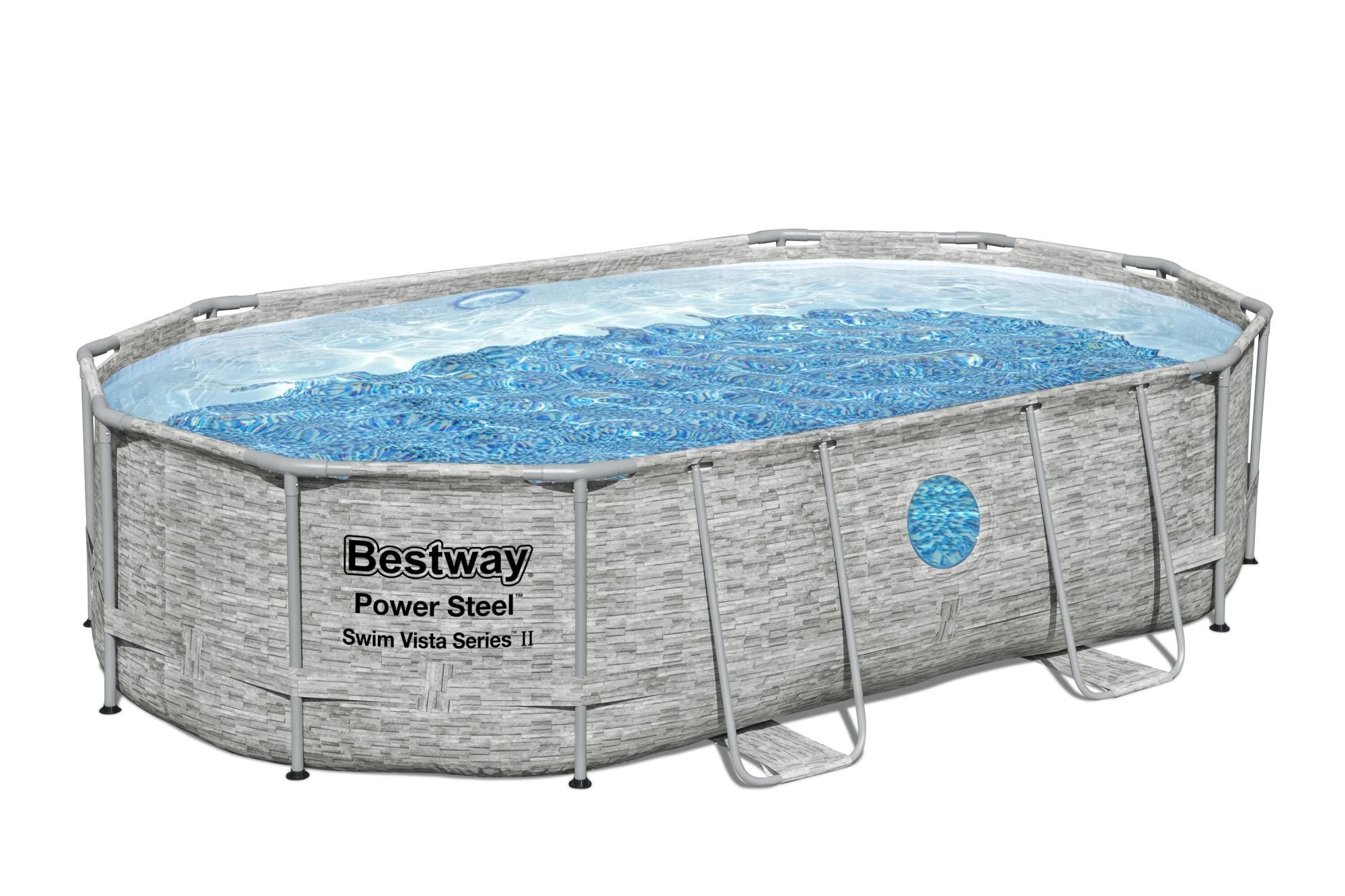 Piscine hors sol Piscine hors sol ovale Power Steel Swim Vista pierres 488x305x107cm Bestway 2