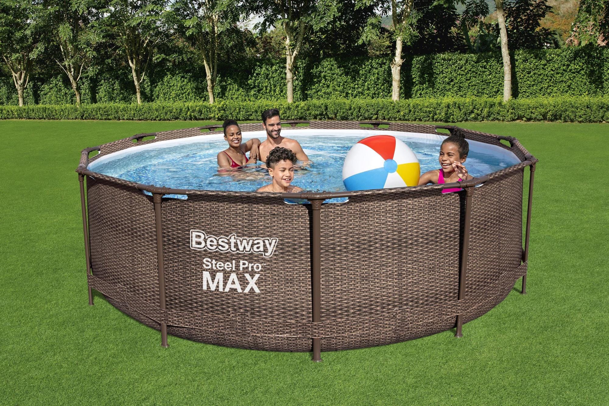 Piscine hors sol Piscine hors sol ronde Steel Pro Max 366 x 100 cm effet rotin Bestway 1