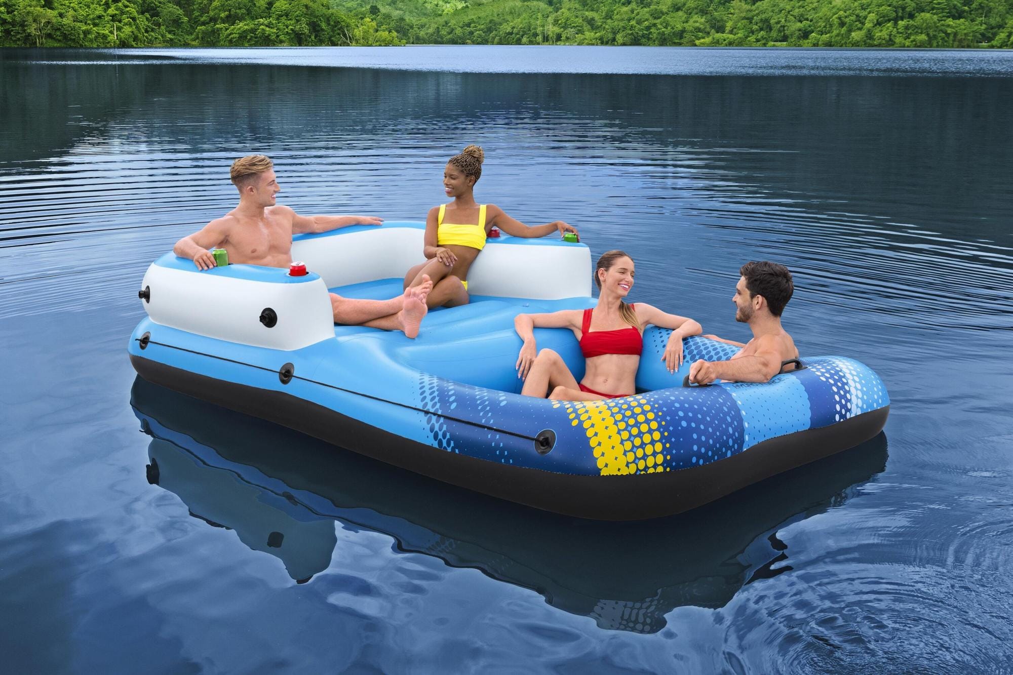 Jeux d'extérieur et trampoline Ile géante Summer Oasis™ 3,05 x 1,86 x 58 cm, 4 adultes (360kg), Inflata-Shield™, 4 porte-gobelets, fond maille filet Bestway 1