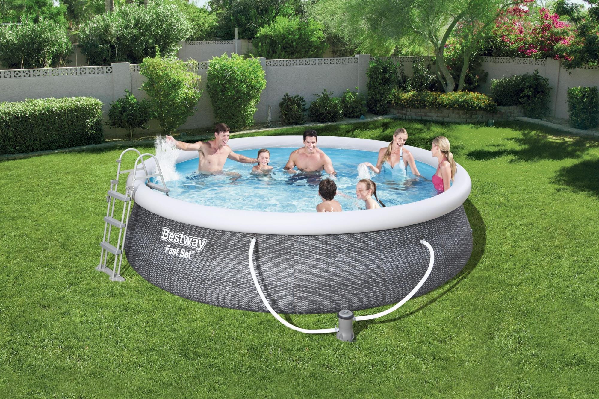 Piscine hors sol Piscine autoportante Fast Set ronde rotin 396x84cm avec filtration Bestway 1