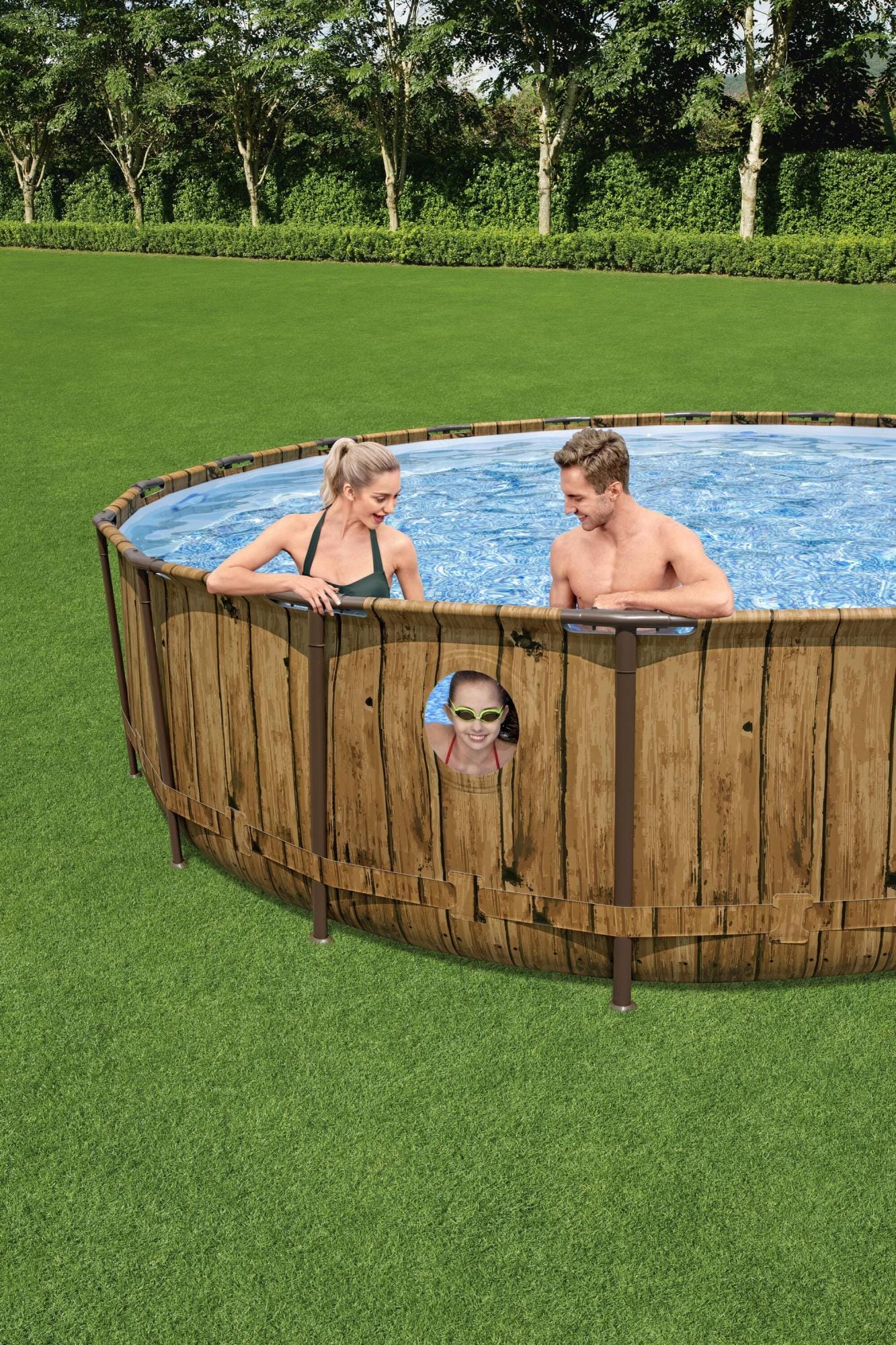 Piscine hors sol Piscine hors sol ronde Power Steel Swim Vista 549 x 122 cm motif bois Bestway 4