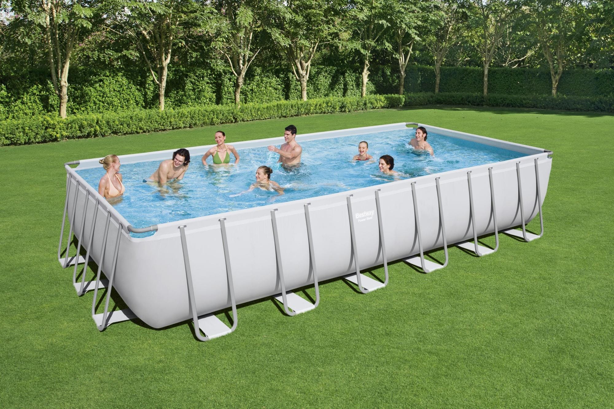 Piscine hors sol Piscine hors sol rectangle Power Steel 732 x 366 x 132 cm gris clair Bestway 1