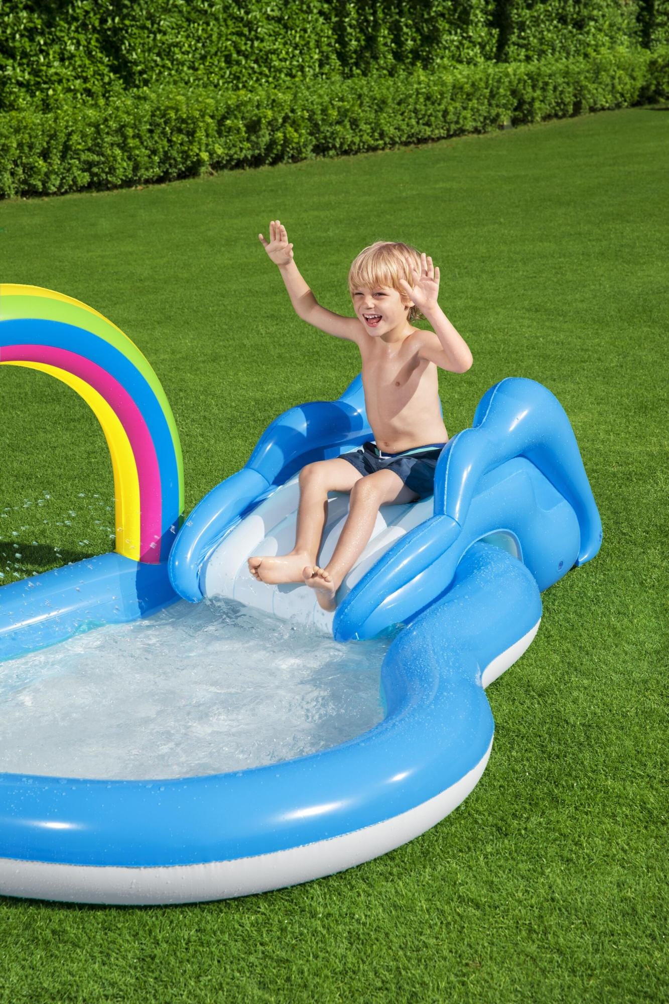 Jeux d'extérieur et trampoline Aire de jeux avec pataugeoire Rainbow 'n Shine 257 x 145 x 91 cm Bestway 1