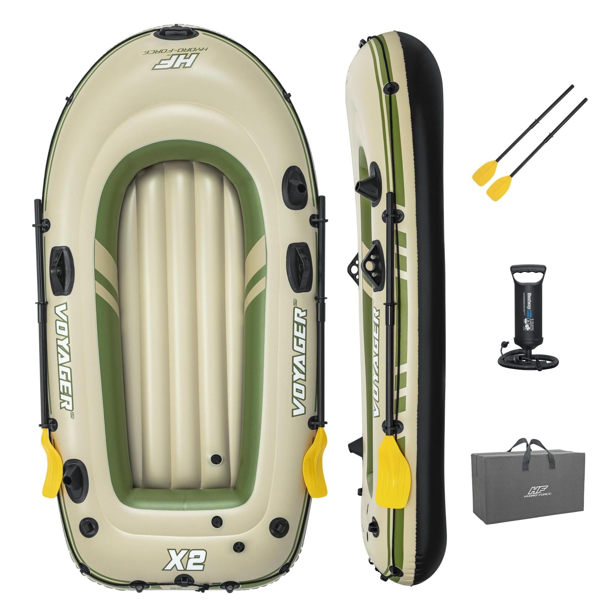 Bateaux, paddle et kayak Bateau gonflable Voyager™ X2 set Hydro-Force™, 232 x 118 cm, 2 adultes 240 kg, 2 pagaies, un sac de transport et une pompe à air Bestway 1