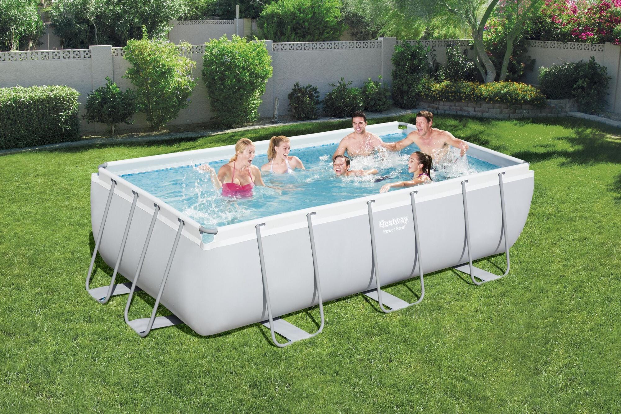 Piscine hors sol Piscine hors sol rectangle Power Steel 404 x 201 x 100 cm gris clair Bestway 1