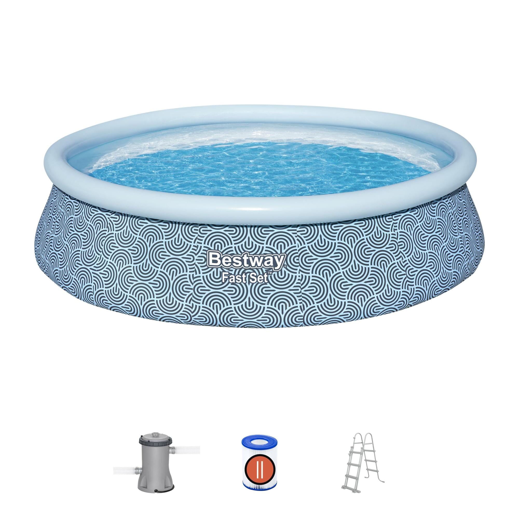 Piscine hors sol Piscine autoportante ronde 457 x 107 cm Fast Set décor géométrique Bestway 1