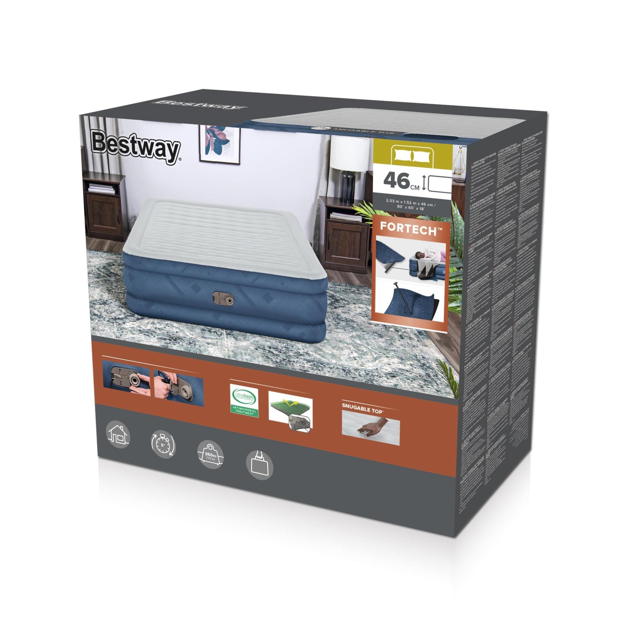 Matelas gonflables Lit gonflable 2 places 203x152x46cm avec pompe électrique intégrée Bestway 10