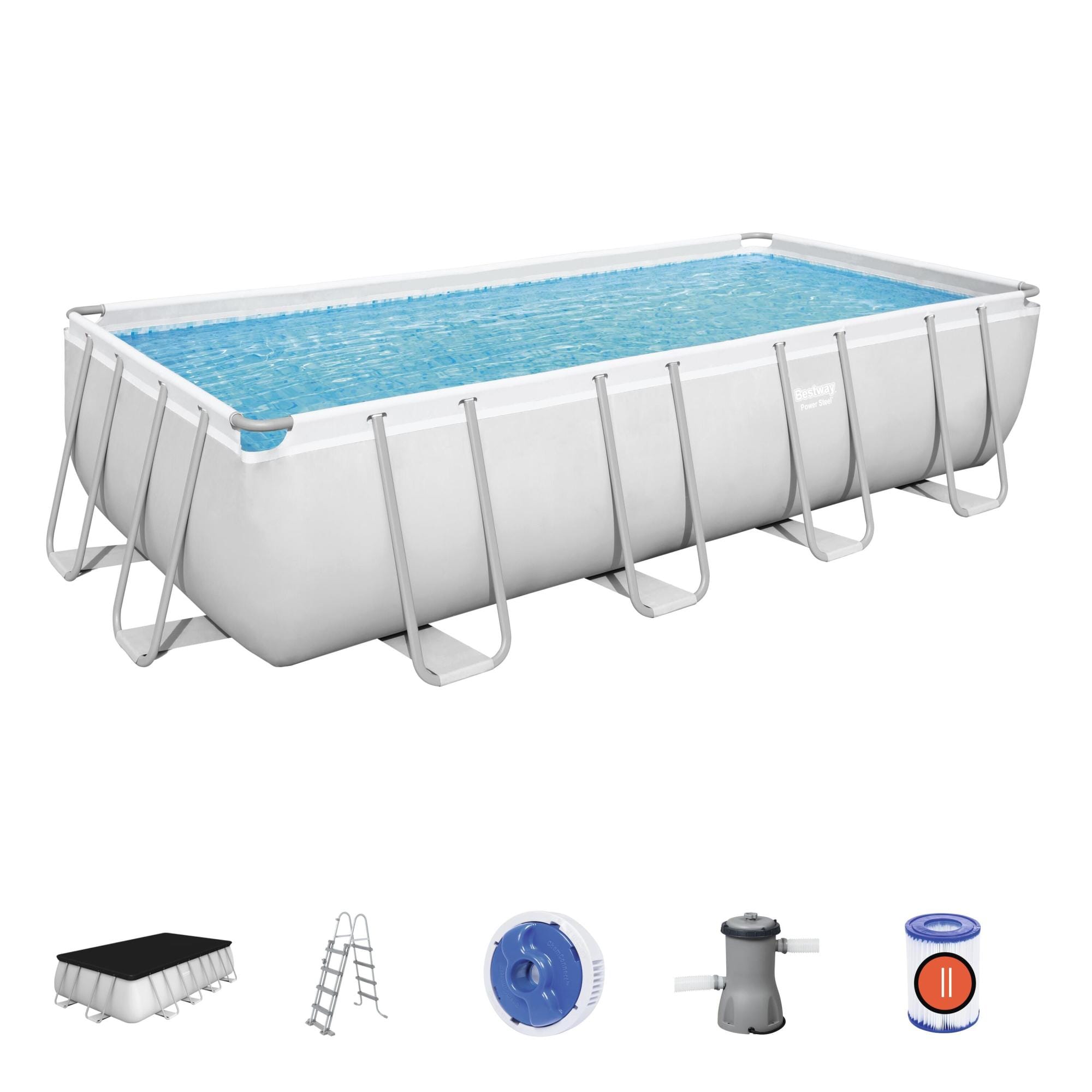 Piscine hors sol Piscine hors sol rectangle Power Steel 488 x 244 x 122 cm gris clair Bestway 1