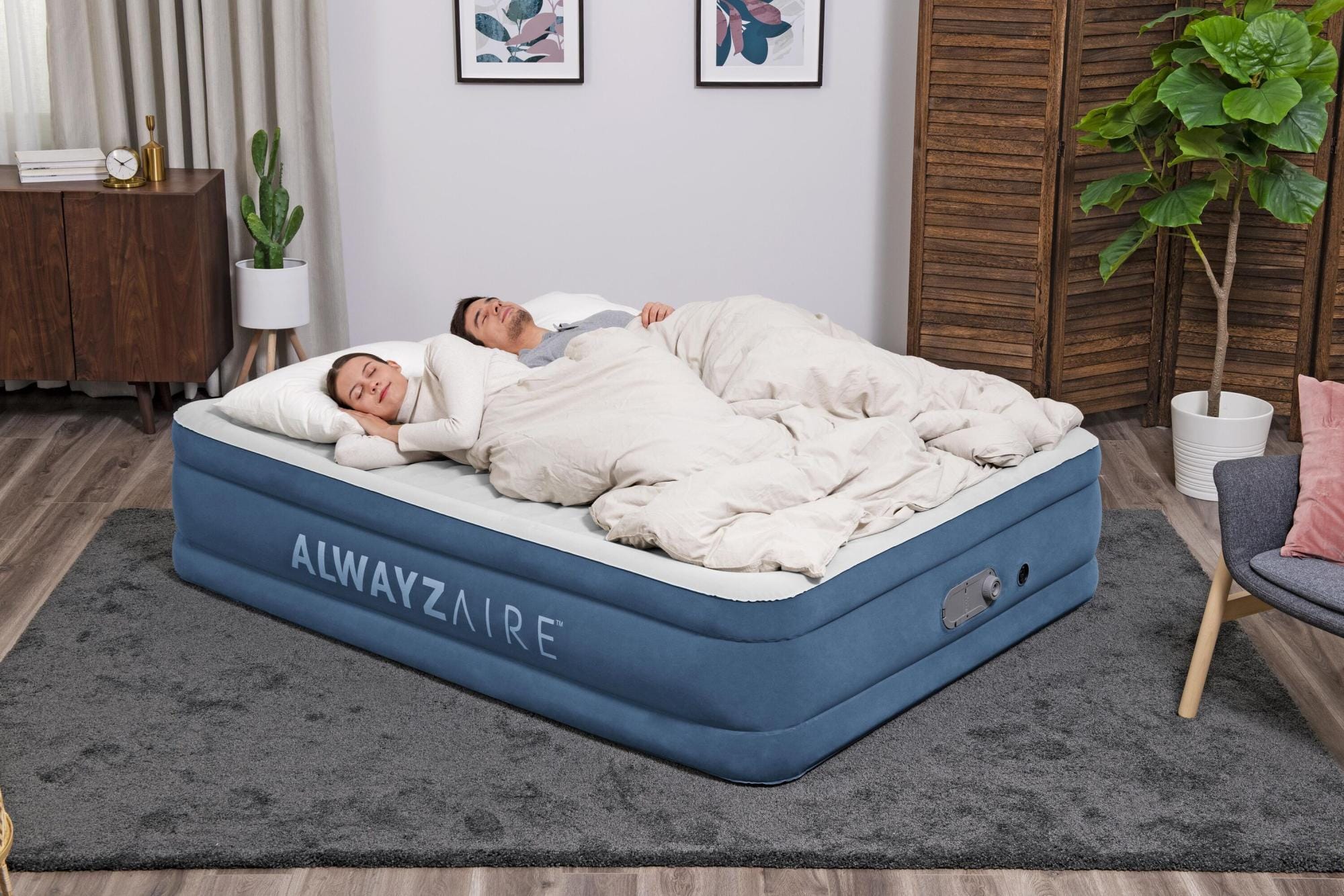 Matelas gonflables Lit gonflable 2 places 203 x 152 x 46 cm pompe électrique AlwayzAire Bestway 1