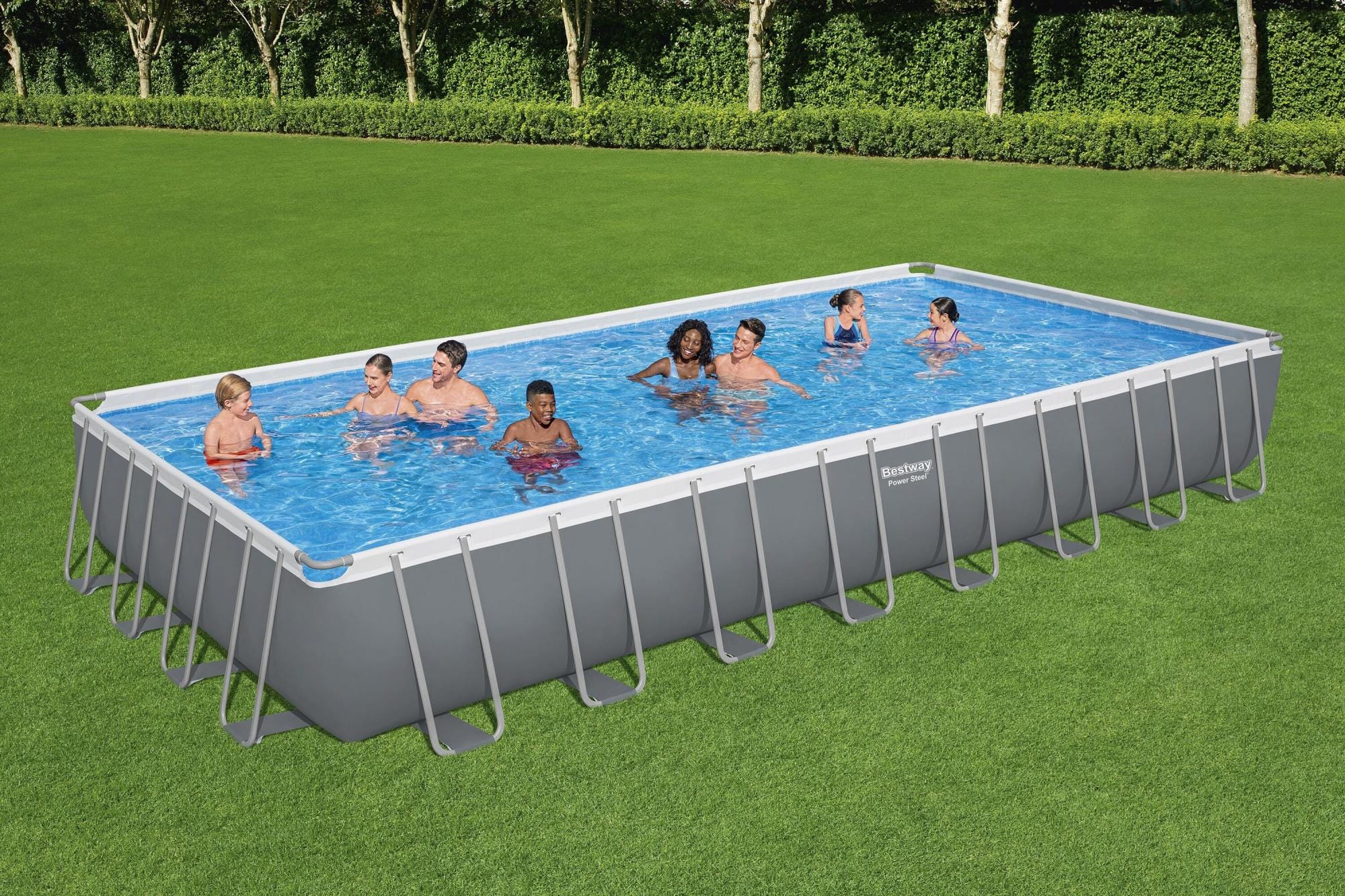 Piscine hors sol Piscine hors sol rectangle Power Steel™ 956 x 488 x 132 cm avec filtre à sable, échelle et bâche Bestway 1