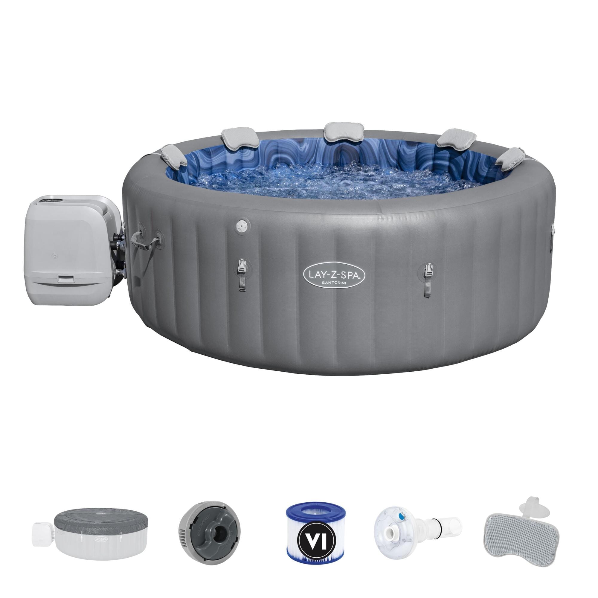Spa Spa gonflable rond Lay-Z-Spa Santorini Hydrojet pro 5 - 7 personnes Bestway 1