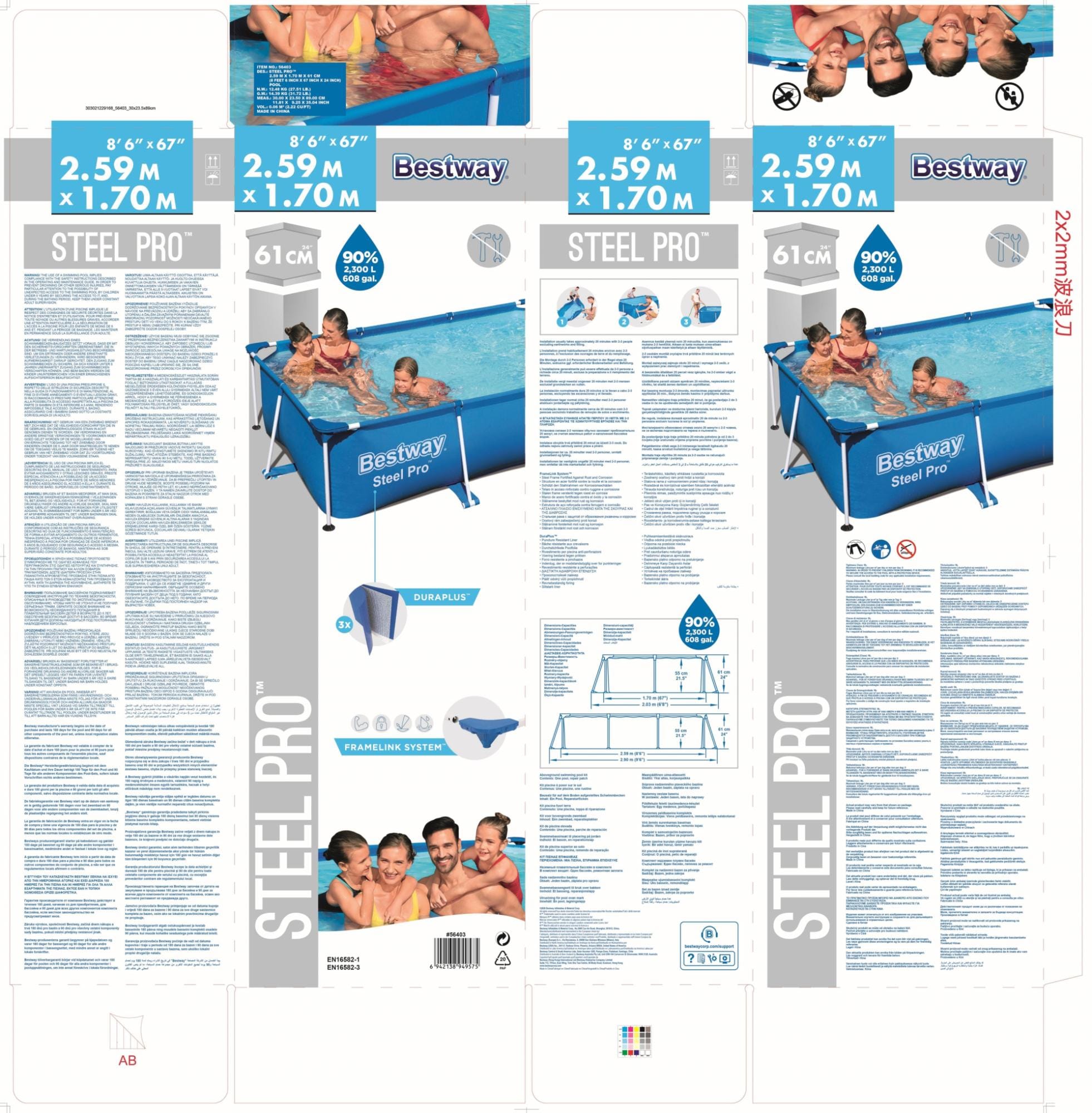 Piscine hors sol Piscine hors sol rectangle Steel Pro 259 x 170 x 61 cm bleu clair Bestway 13