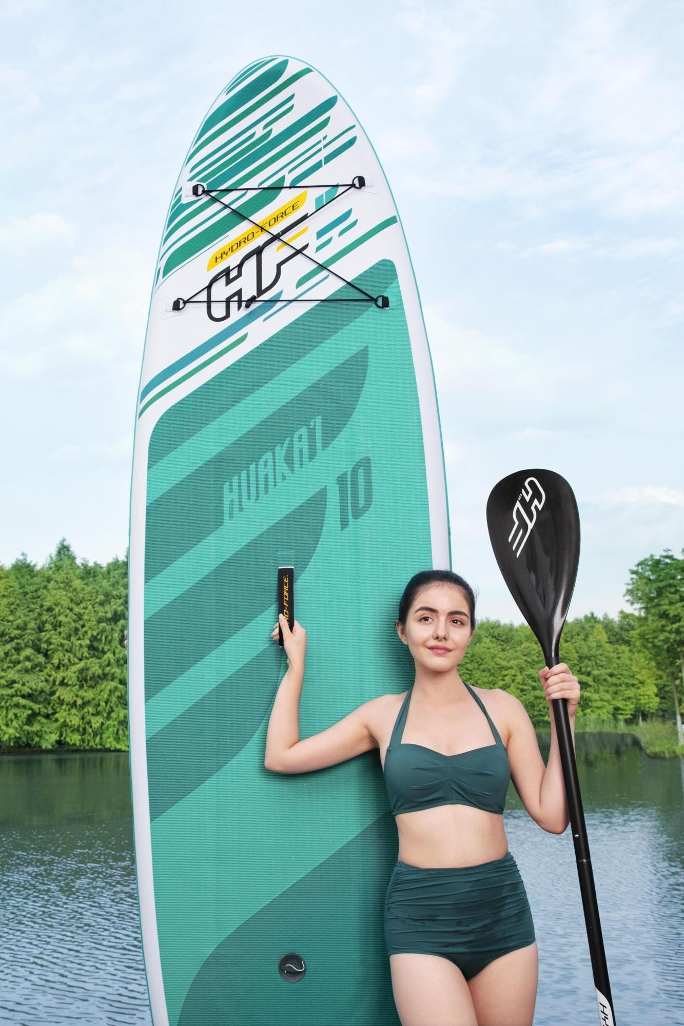 Bateaux, paddle et kayak Paddle SUP gonflable Huaka'i Tech Set Hydro-Force™ 305 x 84 x 12 cm, pompe, sac à dos, leash, pagaie Bestway 1