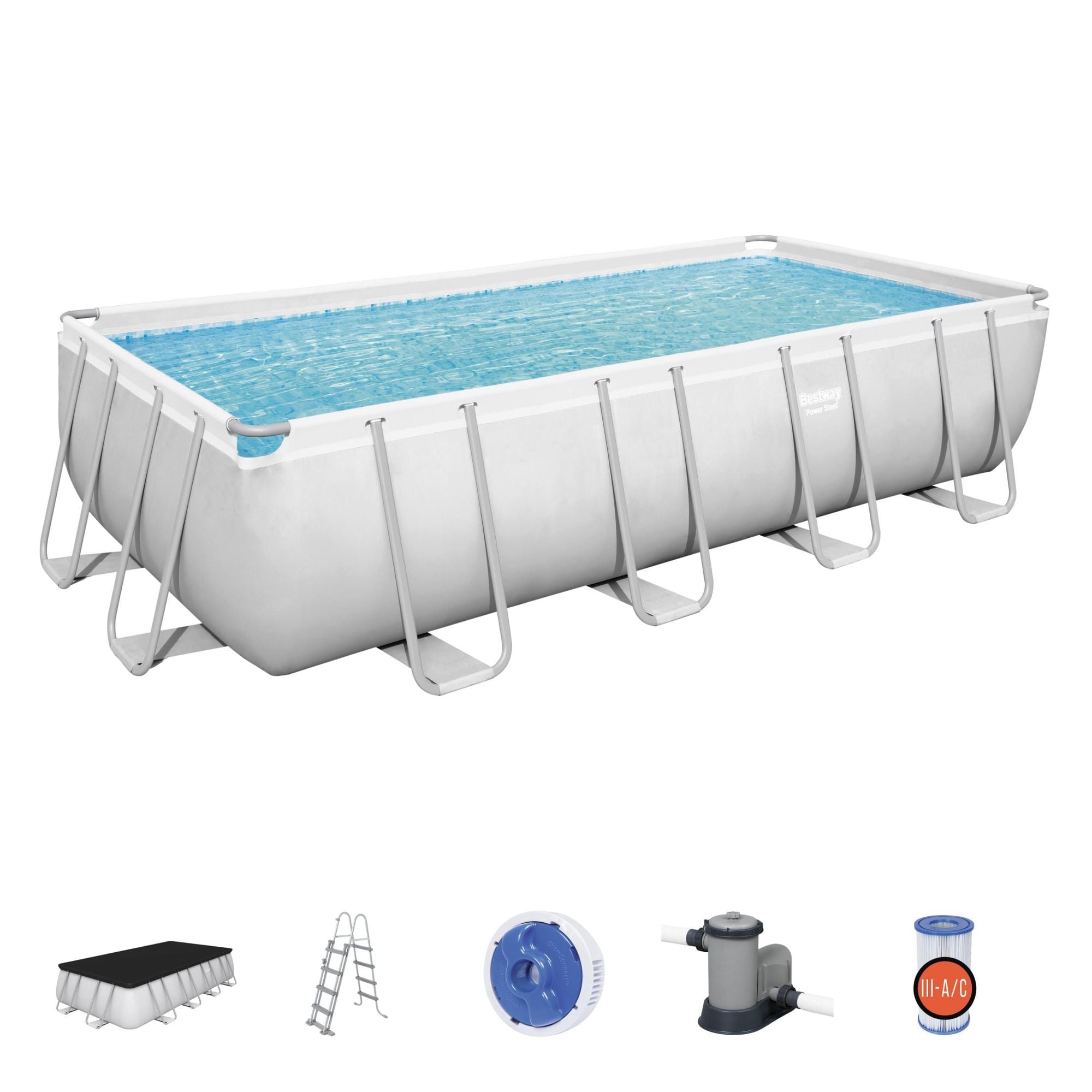 Piscine hors sol Piscine hors sol rectangle Power Steel 549 x 274 x 122 cm gris clair Bestway 1
