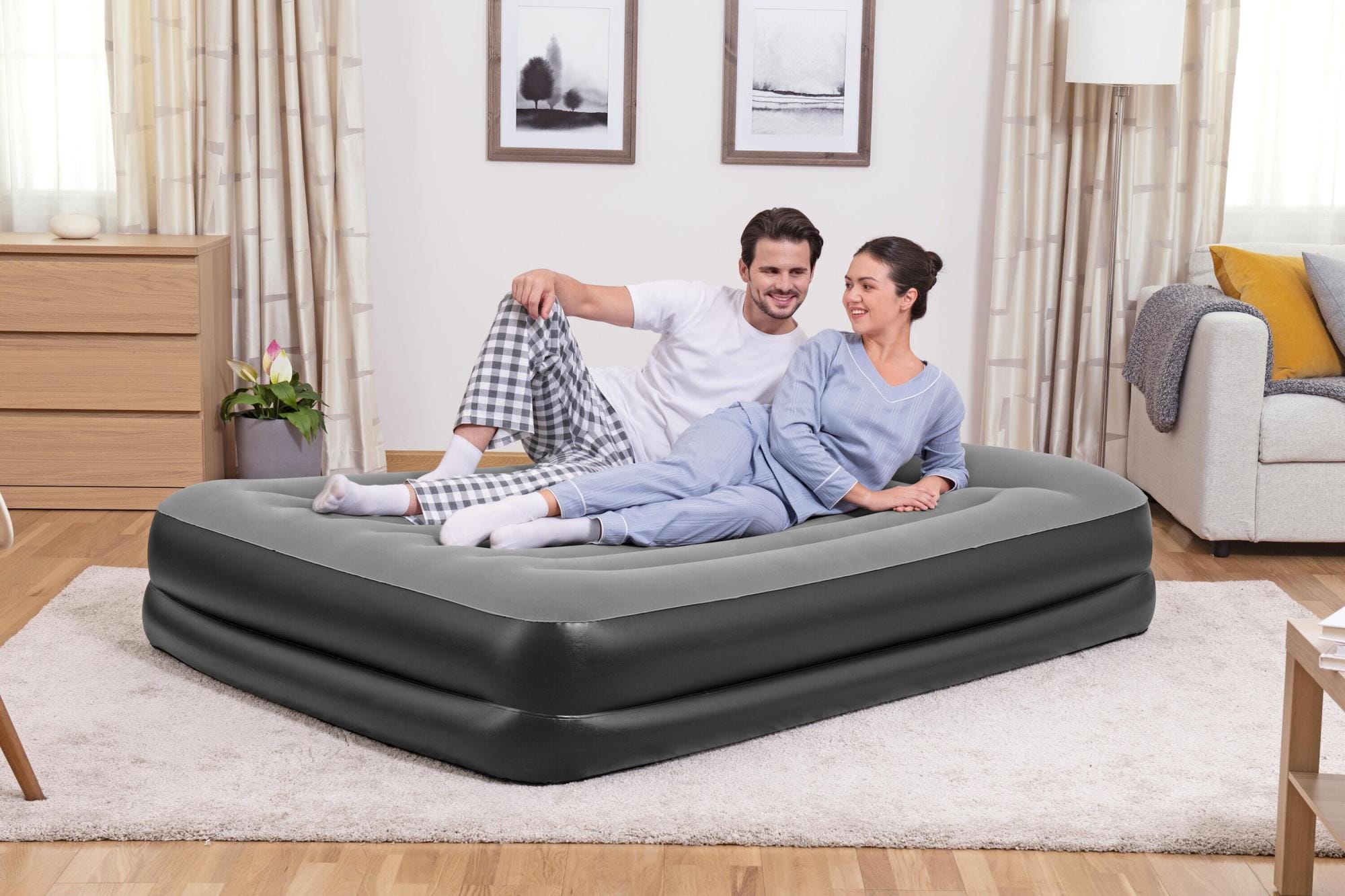 Matelas gonflables Lit gonflable 2 places 203 x 152 x 46cm pompe électrique intégrée Bestway 1