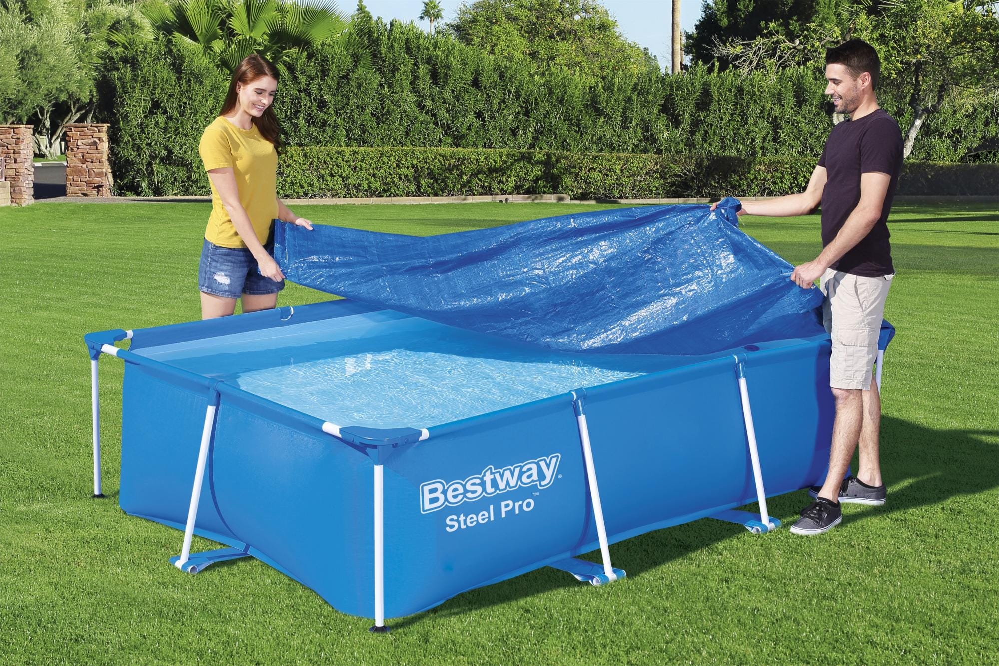 Accessoires Piscine Bâche 4 saisons rectangle 264x174cm pour piscine Steel Pro 259x170cm Bestway 1
