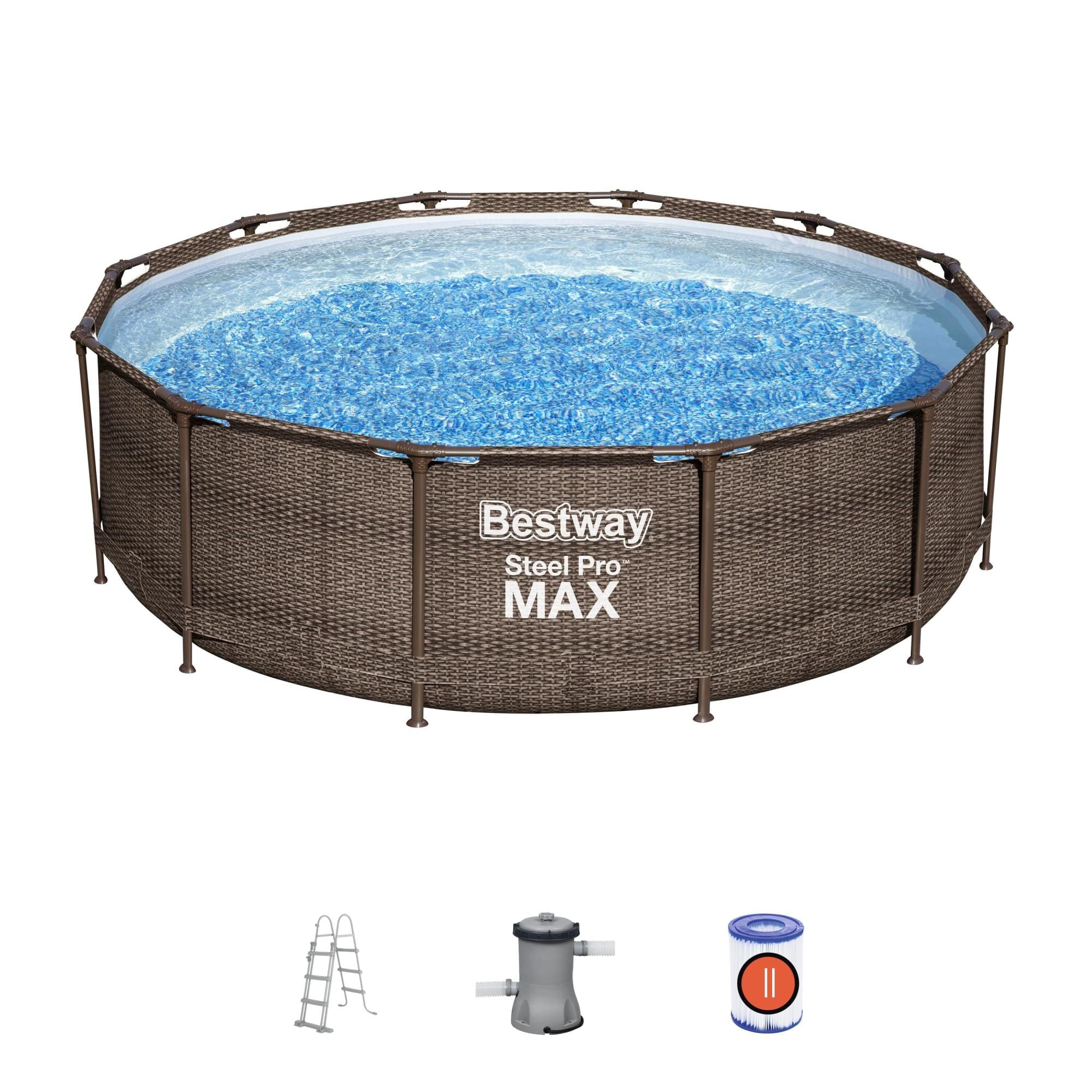 Piscine hors sol Piscine hors sol ronde Steel Pro Max 366 x 100 cm effet rotin Bestway 1