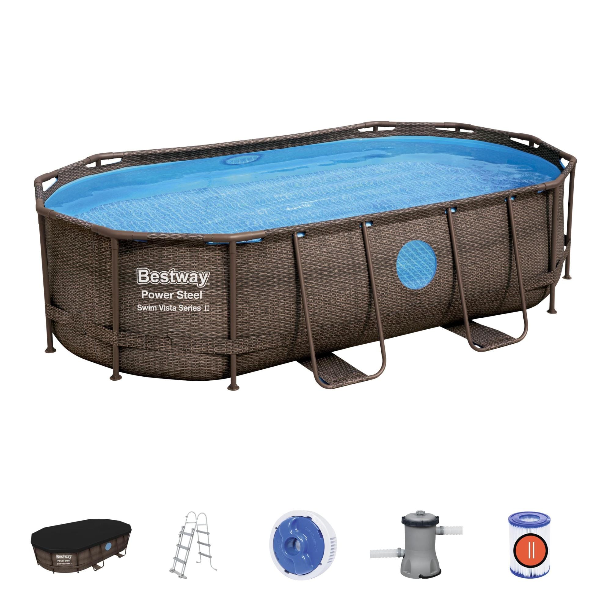 Piscine hors sol Piscine hors sol ovale Power Steel Swim Vista rotin 427 x 250 x 100cm Bestway 1