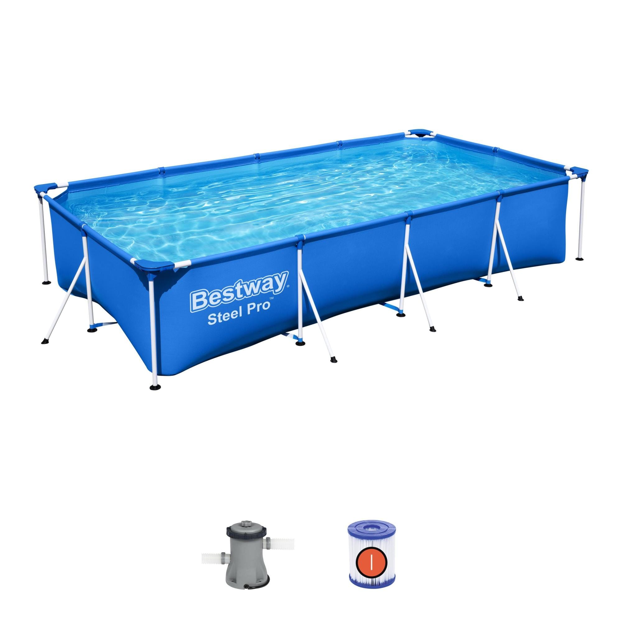 Piscine hors sol Piscine hors sol rectangle Steel Pro 400 x 211 x 81 cm bleu clair Bestway 1