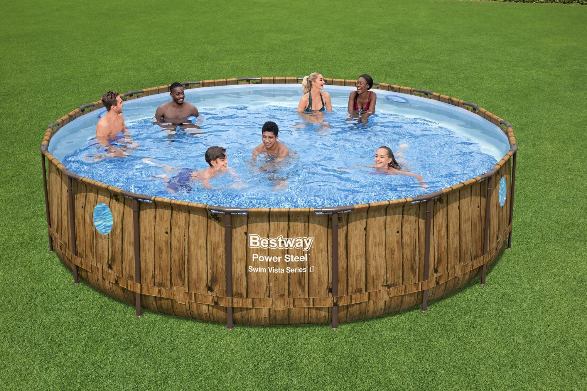 Piscine hors sol Piscine hors sol ronde Power Steel Swim Vista 549 x 122 cm motif bois Bestway 3