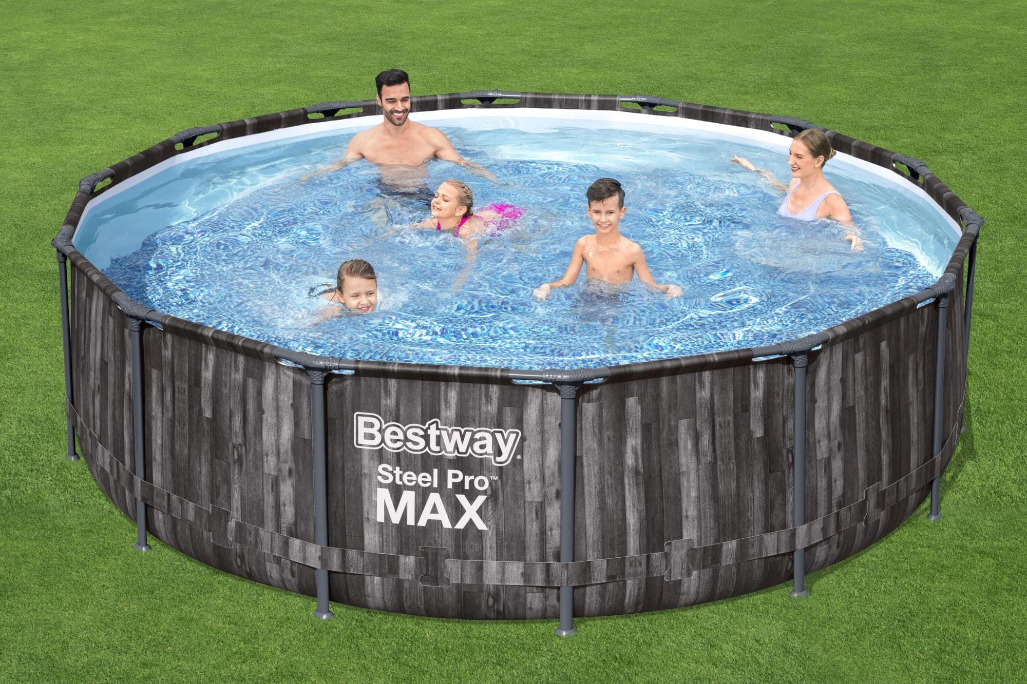 Piscine hors sol Piscine hors sol ronde Steel Pro Max 427 x 107 cm décor bois Bestway 1