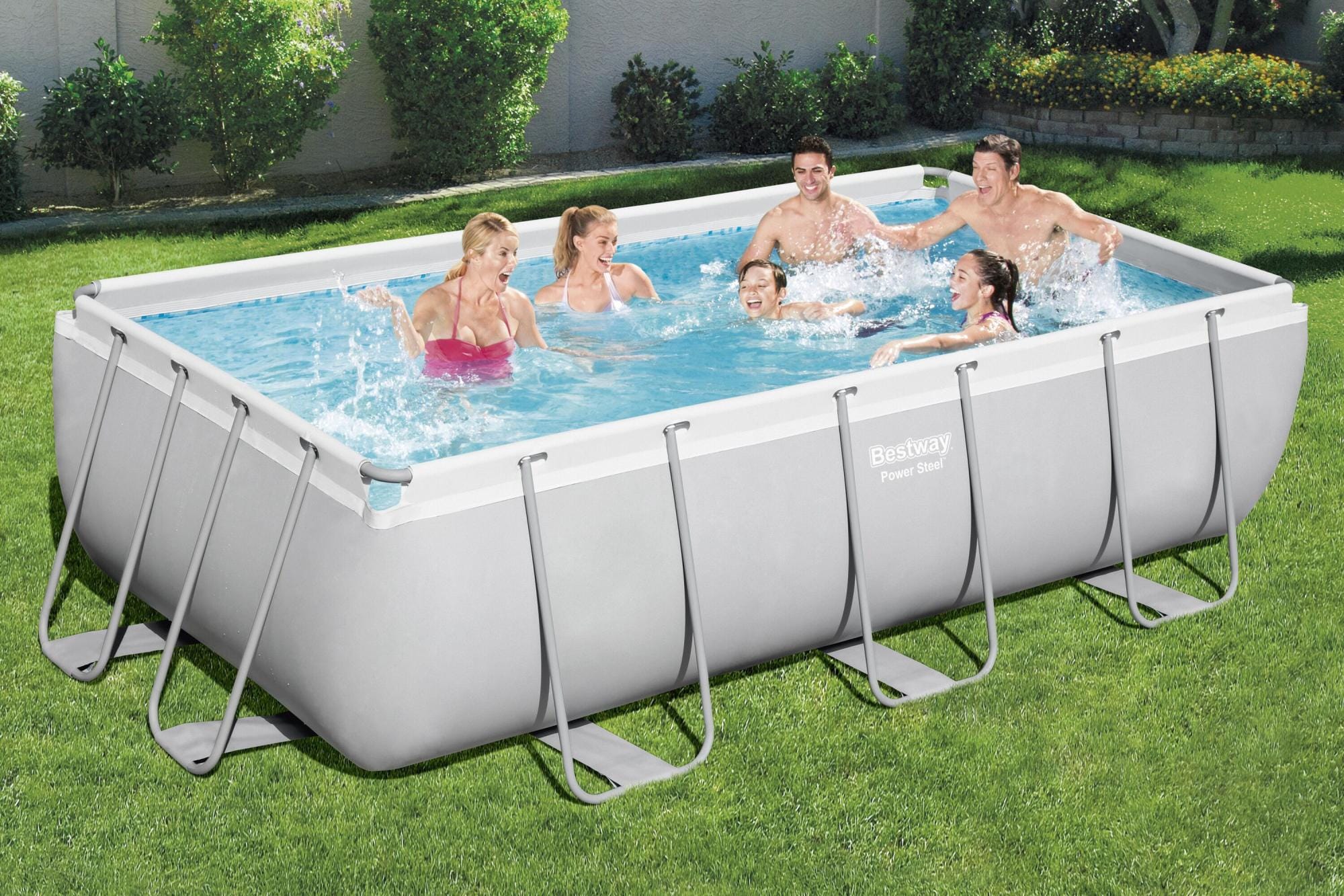 Piscine hors sol Piscine hors sol rectangle Power Steel gris clair 404x  201 x 100cm Bestway 1