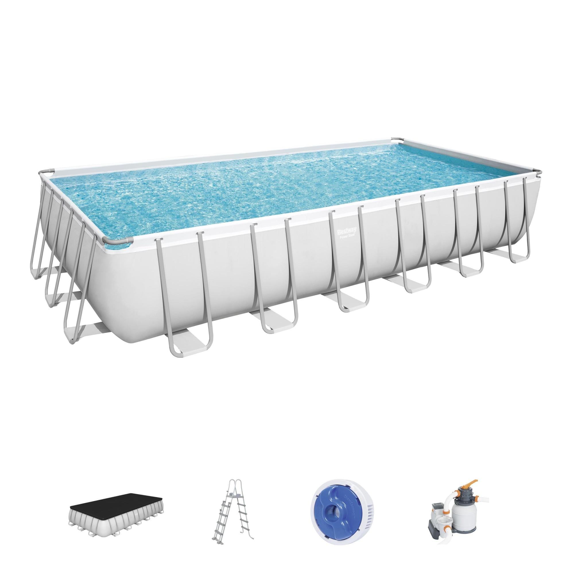 Piscine hors sol Piscine hors sol rectangle Power Steel gris clair 732 x 366 x 132 cm Bestway 1