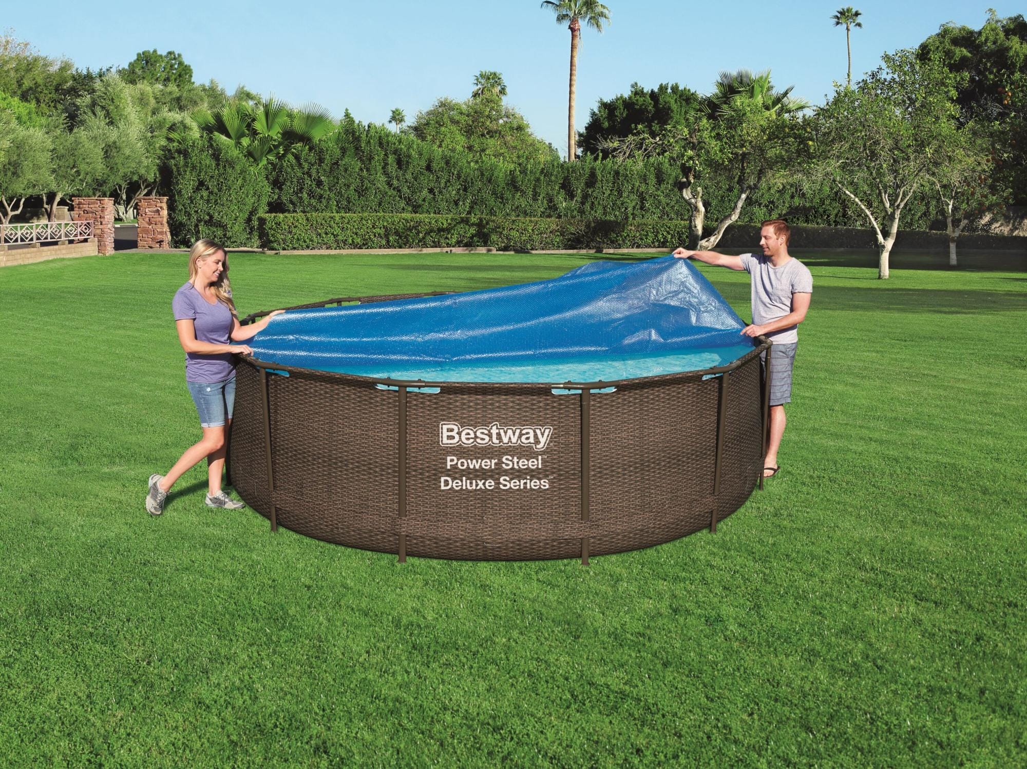 Accessoires Piscine Bâche à bulles ronde Ø 356cm piscine hors sol ronde Ø 366cm ou 396cm Bestway 1