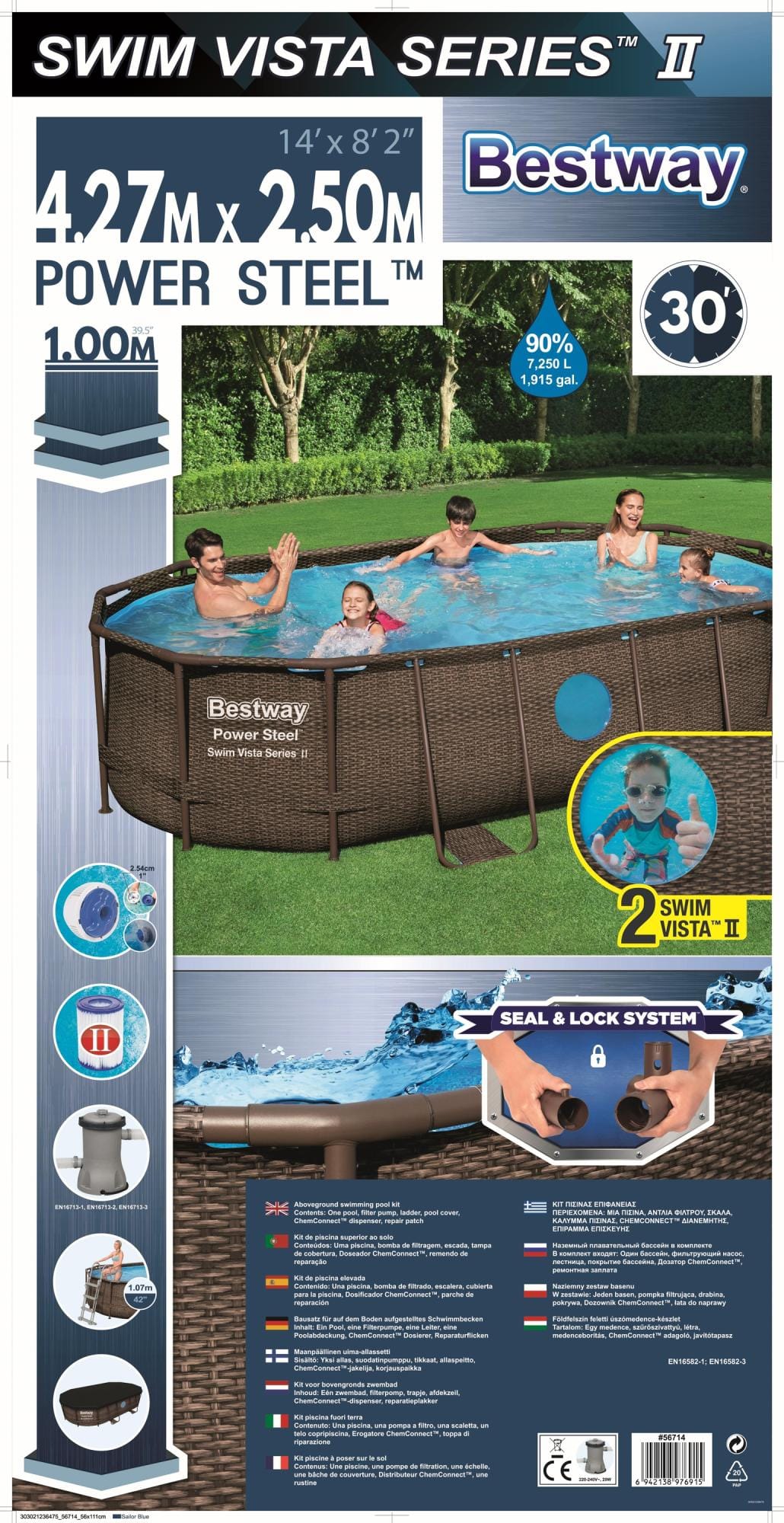 Piscine hors sol Piscine hors sol ovale Power Steel Swim Vista rotin 427 x 250 x 100cm Bestway 14