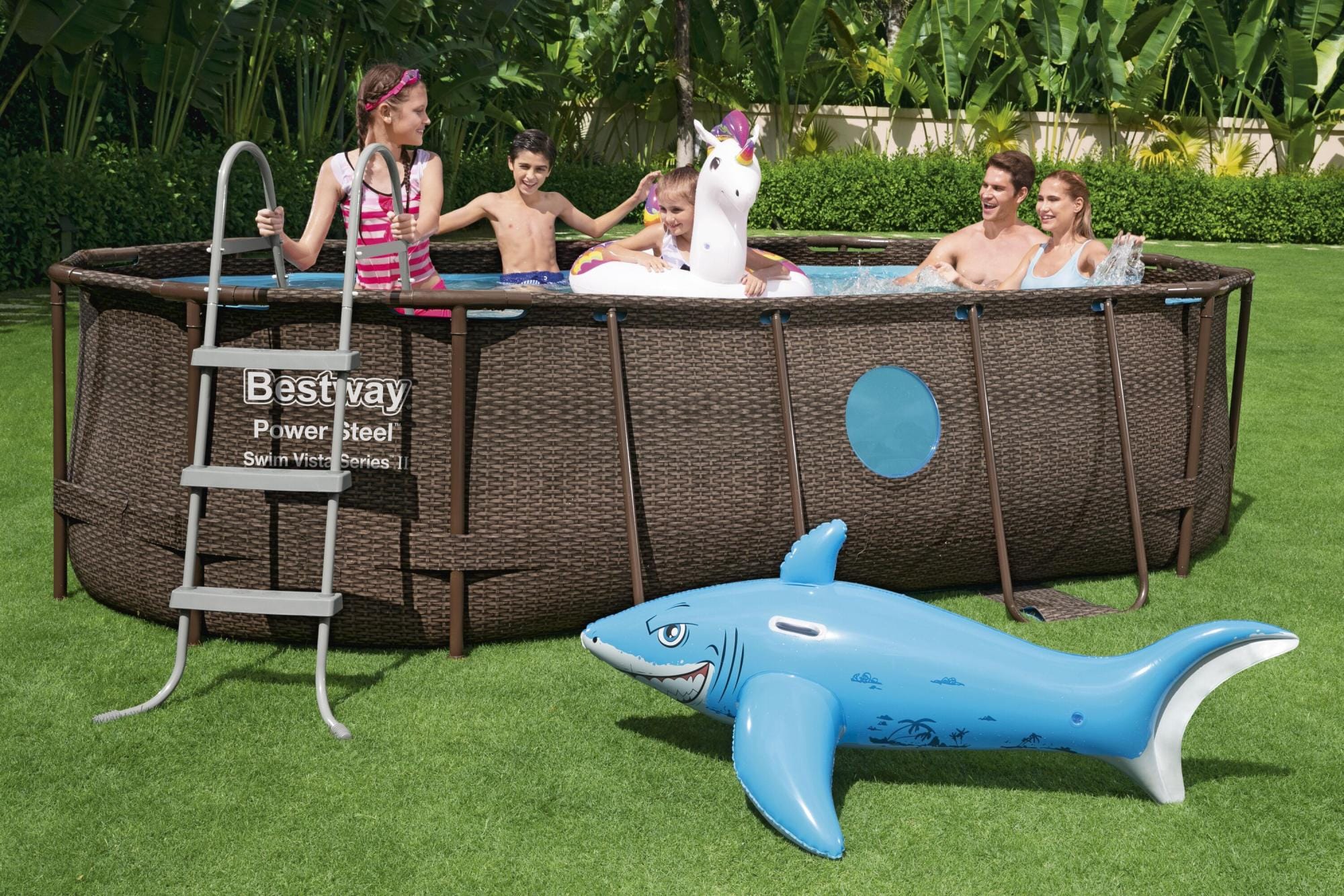 Piscine hors sol Piscine hors sol ovale Power Steel Swim Vista rotin 427 x 250 x 100cm Bestway 9