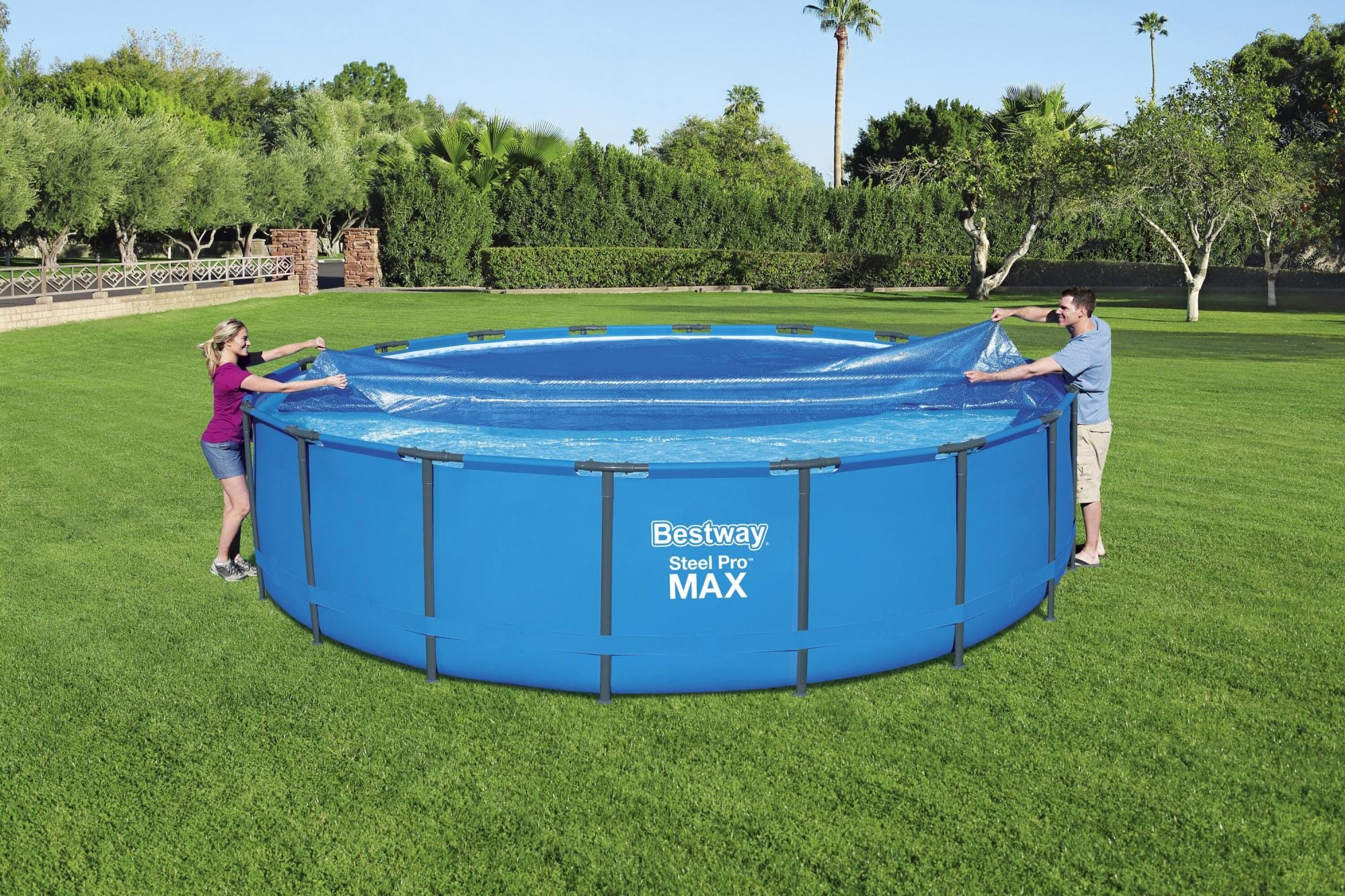 Accessoires Piscine Bâche à bulles ronde Ø 527cm pour piscine hors sol ronde Ø 549 cm Bestway 1