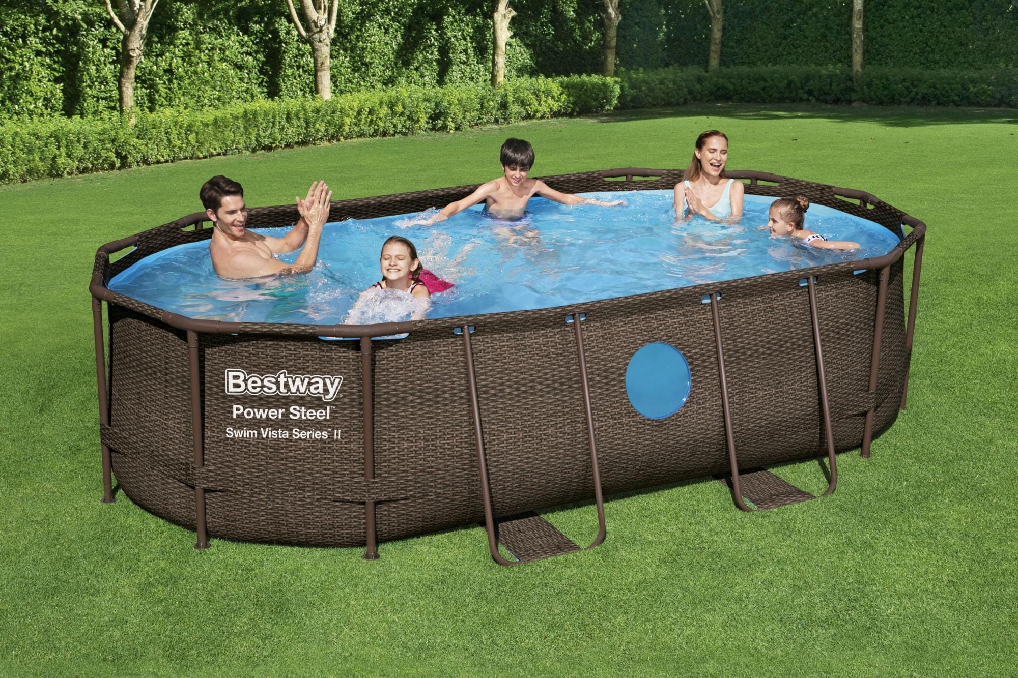 Piscine hors sol Piscine hors sol ovale Power Steel Swim Vista rotin 427 x 250 x 100cm Bestway 2