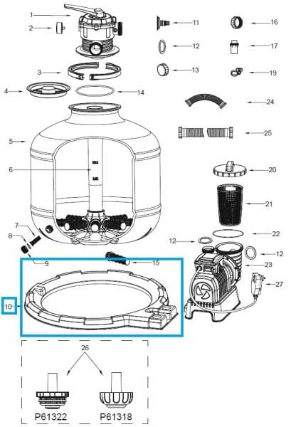 Pièces Détachées Socle de cuve pour les systèmes de filtre à sable Flowclear™ Bestway® (9 842 / 11 355 l/h) Bestway 2