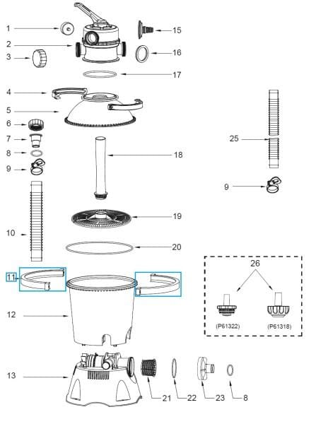 Pièces Détachées Demi-collier de serrage pour systèmes de filtre à sable Flowclear™ Bestway® (2 006 / 3 028 l/h) Bestway 3